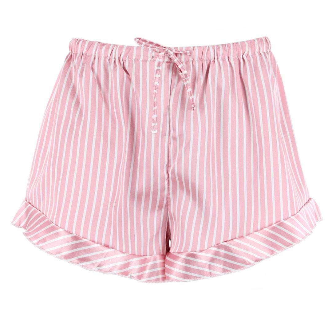 CTM® Women's Striped Satin Short Sleeve Pajama Set - Pink
