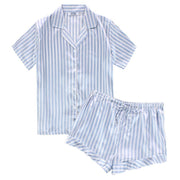 Women's Striped Satin Short Sleeve Pajama Set