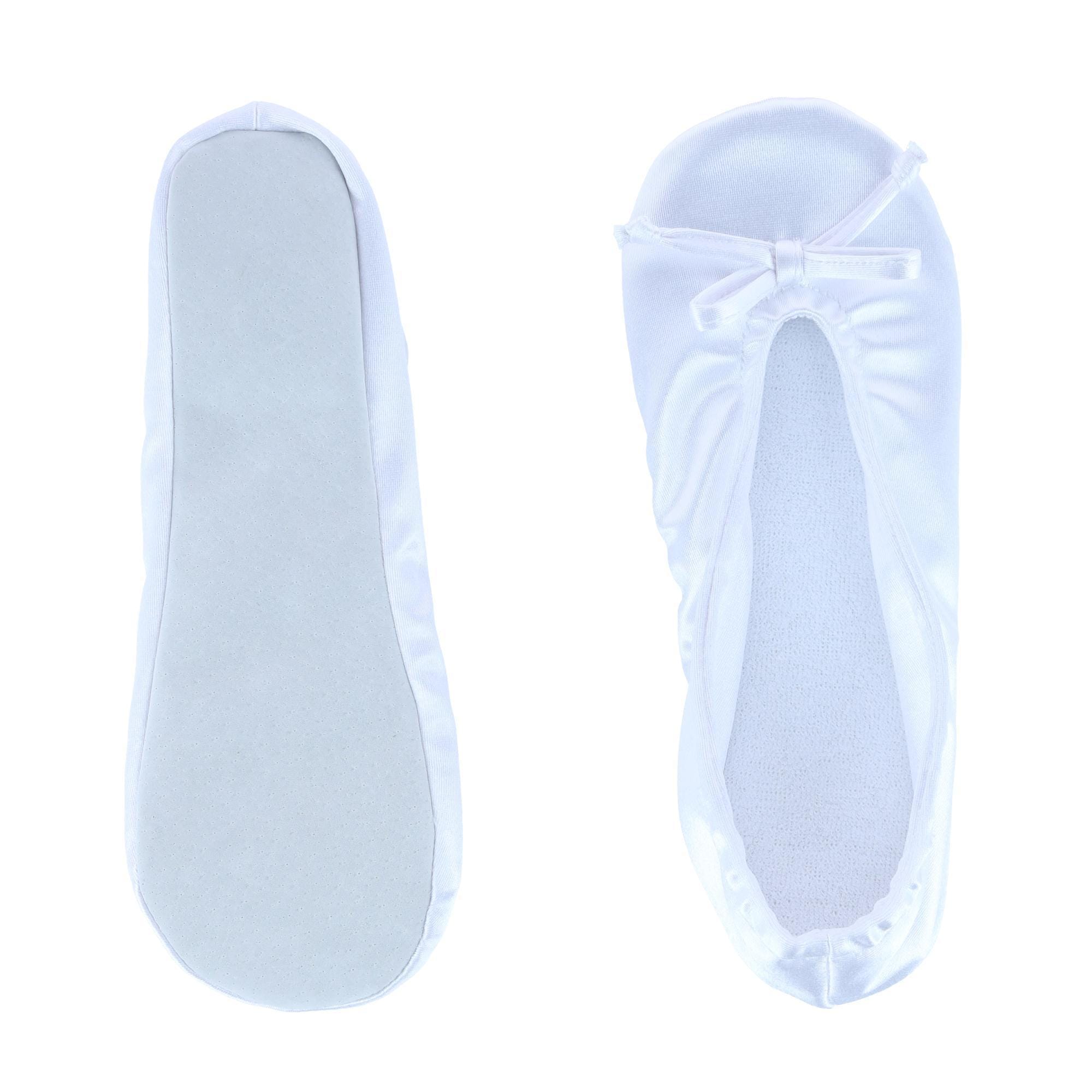 CTM® Women's Striped Satin Pajamas and Ballet Slipper Set - Light Blue