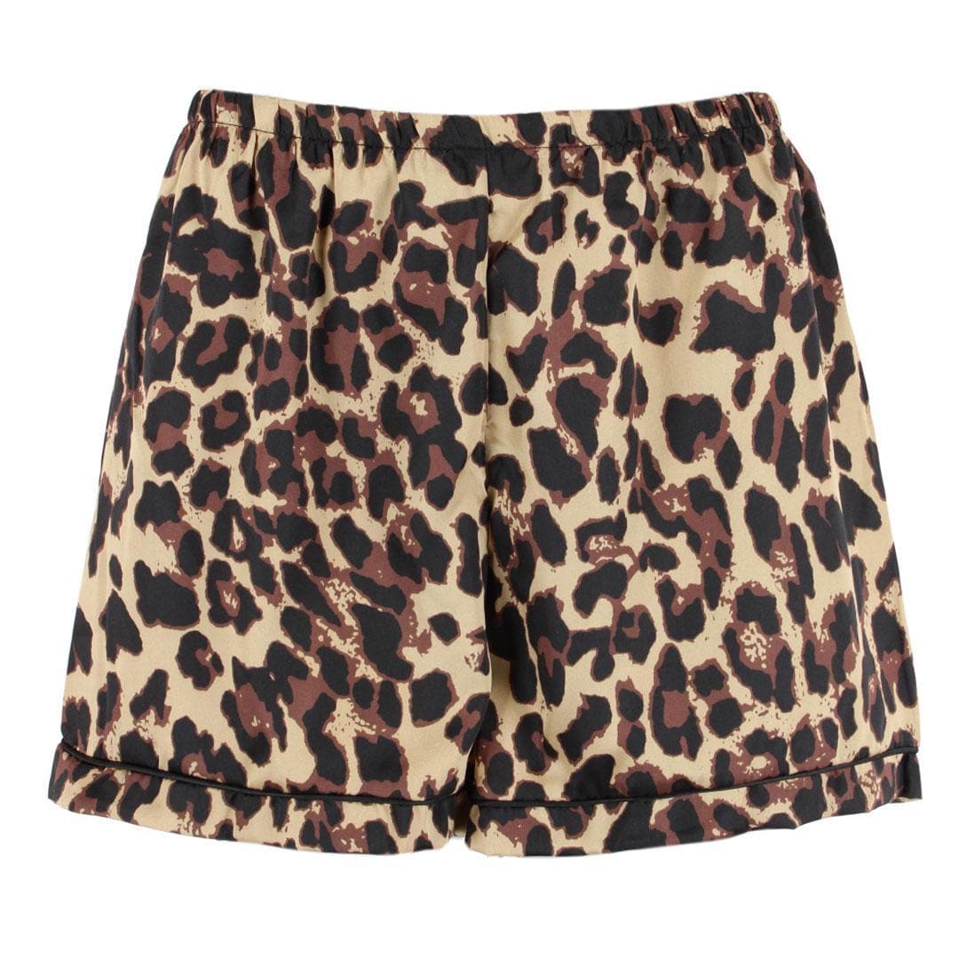 CTM® Women's Short Sleeve Leopard Print Pajama Set - Brown