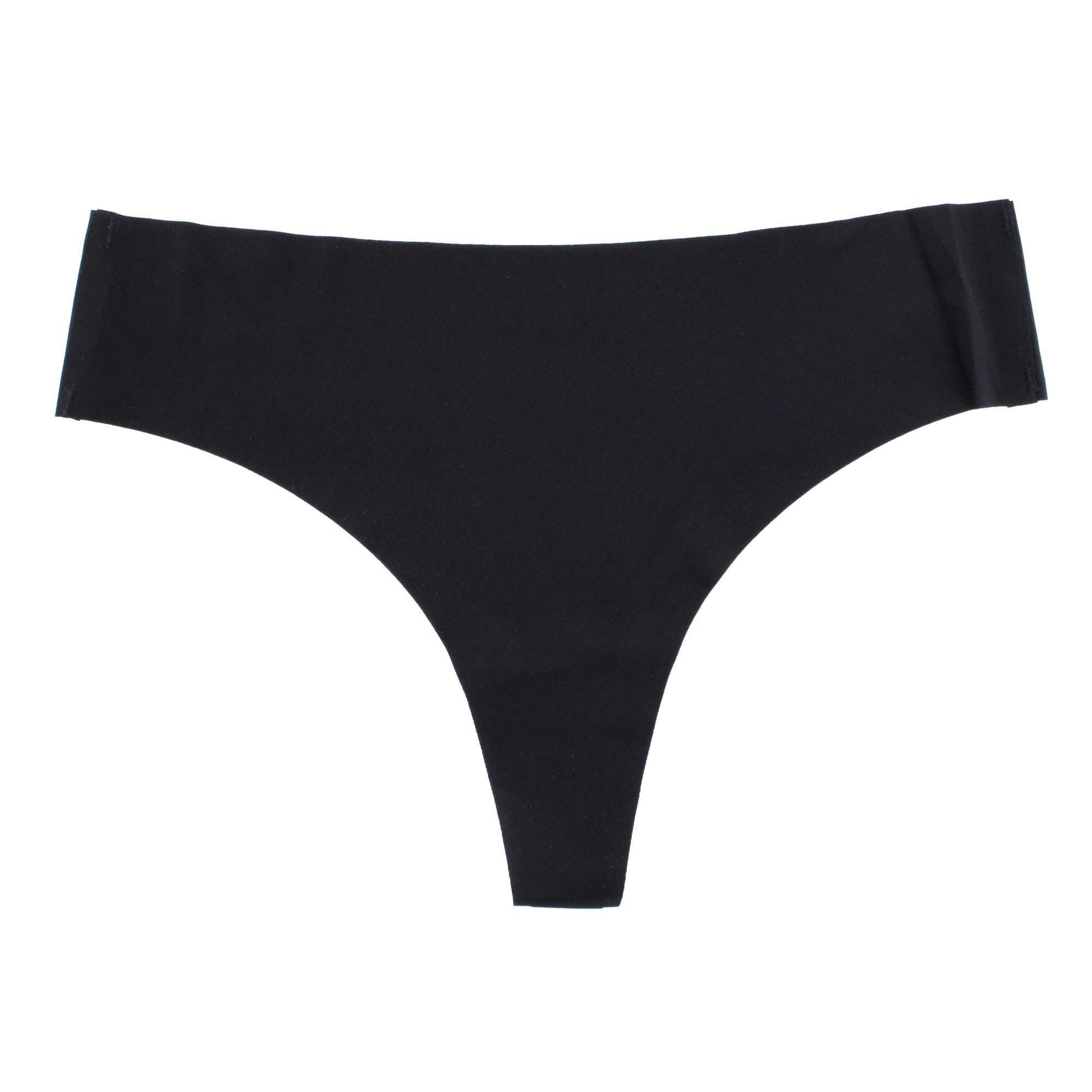 CTM® Women's No-Show Smooth Stretch Comfort Thong - Black