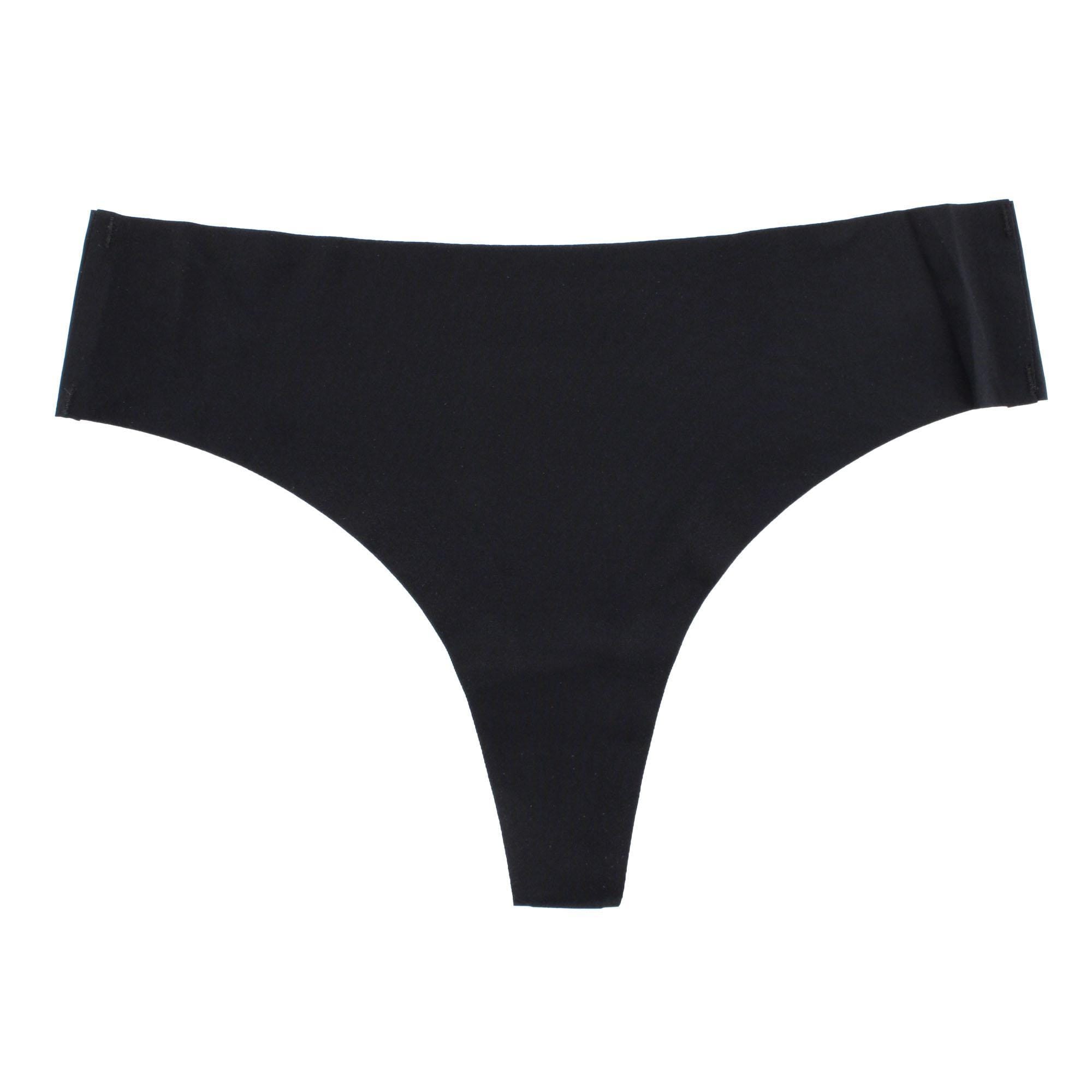 CTM® Women's No-Show Smooth Stretch Comfort Thong - Black
