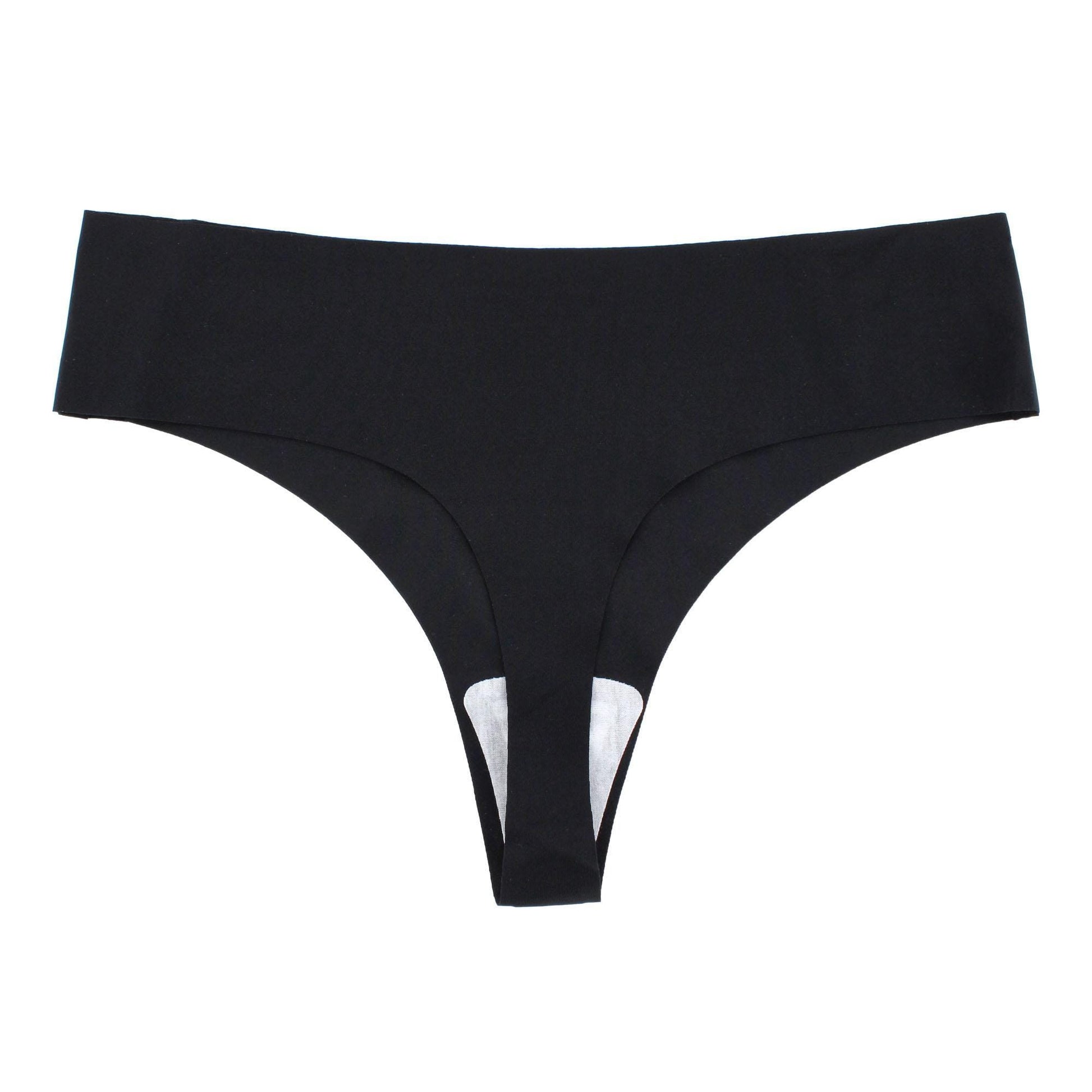 CTM® Women's No-Show Smooth Stretch Comfort Thong - Black