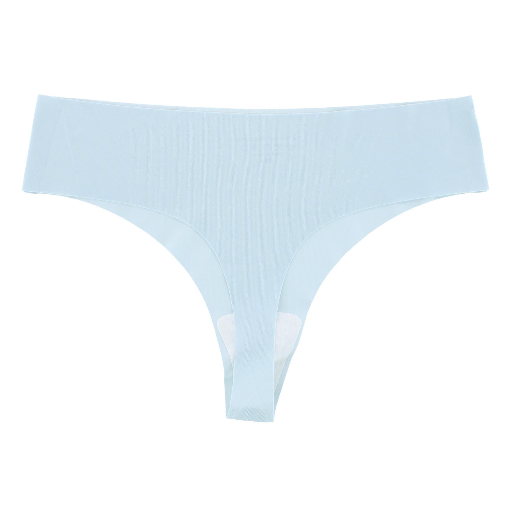 CTM® Women's No-Show Smooth Stretch Comfort Thong - Light Blue