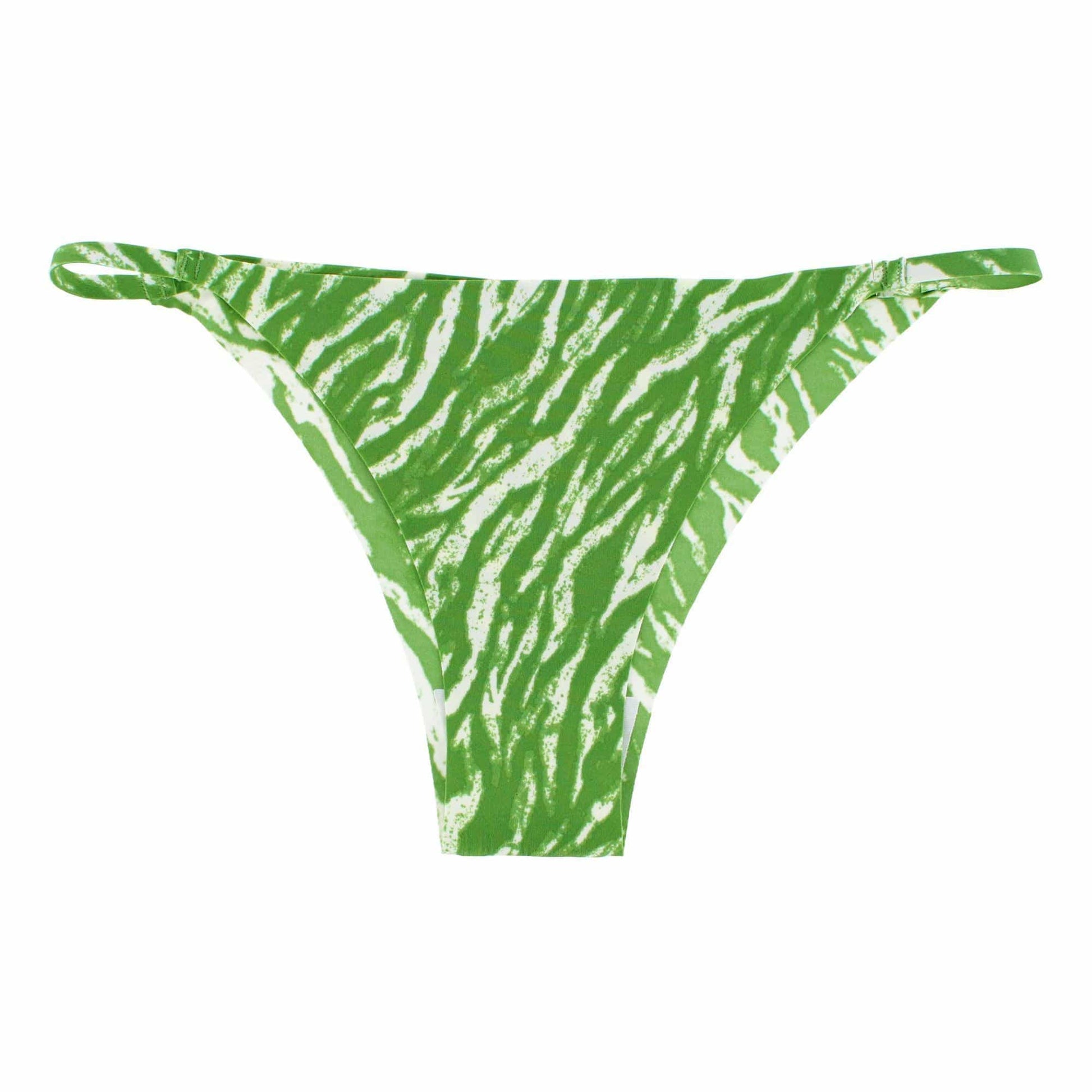 CTM® Women's Seamless Zebra Print No-Show Thong - Bamboo Green