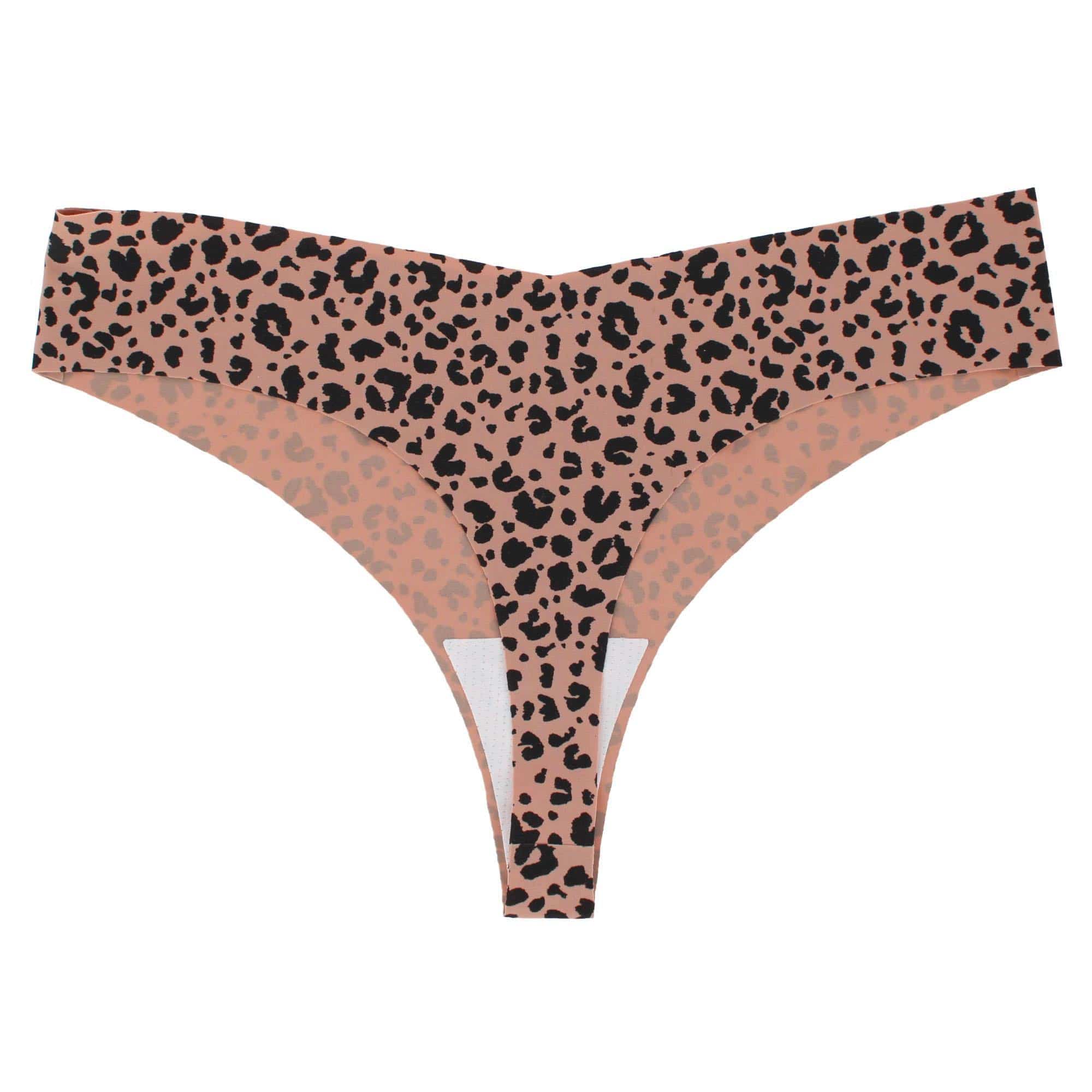 CTM® Women's Seamless Leopard Print Thong Underwear - Brown