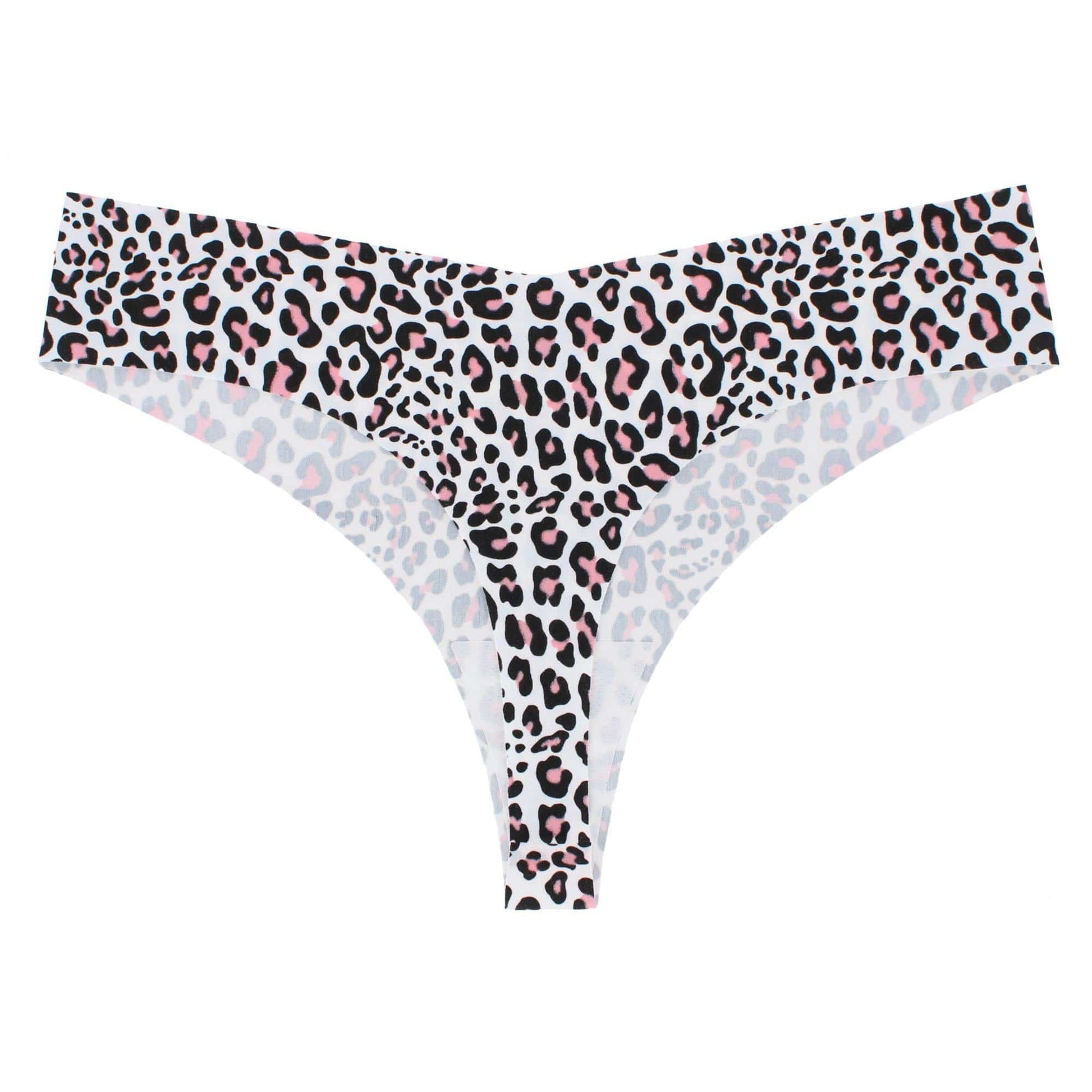 CTM® Women's Seamless Leopard Print Thong Underwear - White
