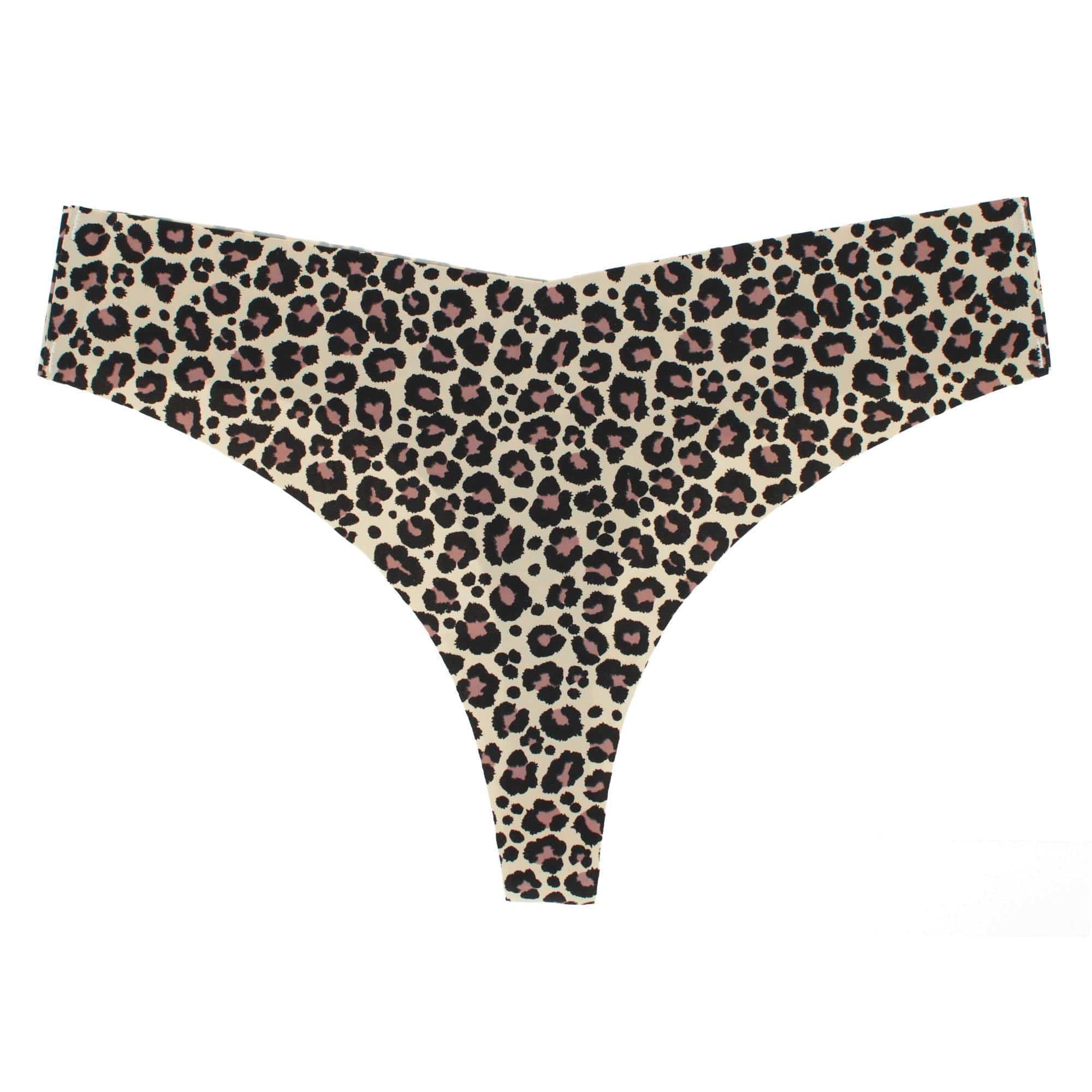 CTM® Women's Seamless Leopard Print Thong Underwear