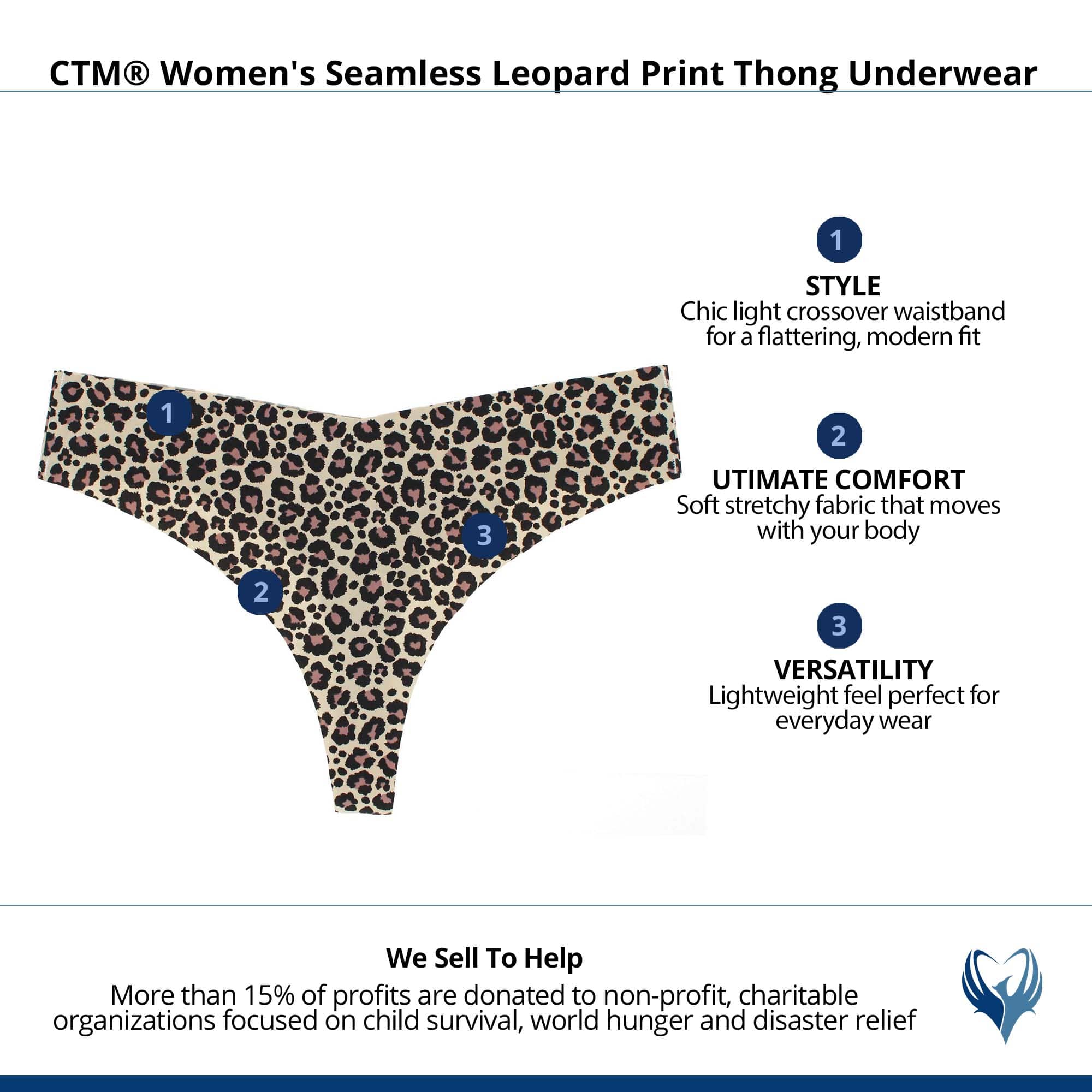 CTM® Women's Seamless Leopard Print Thong Underwear - Dark Yellow