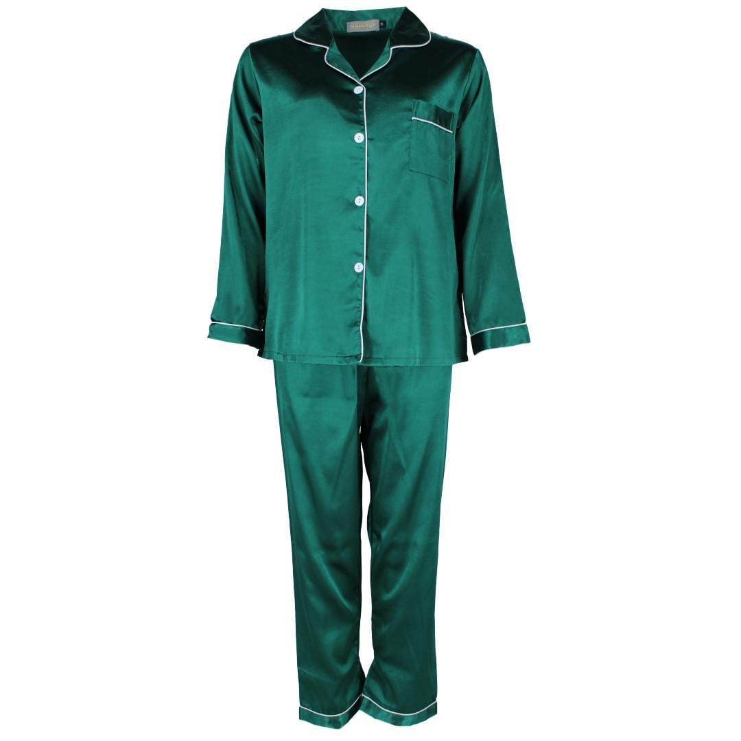CTM® Women's Satin Long Sleeve Pajama Lounge Set