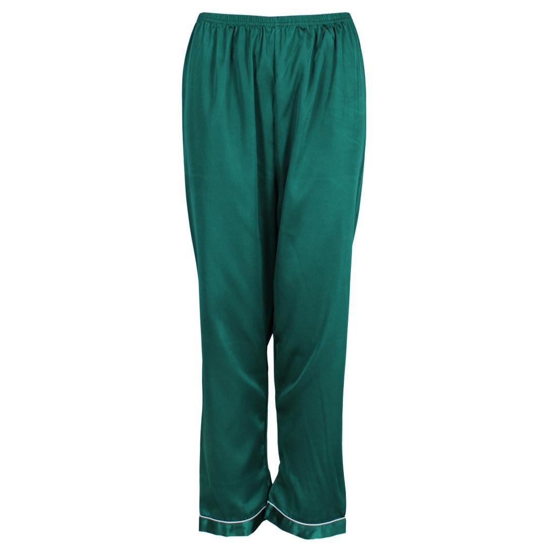 CTM® Women's Satin Long Sleeve Pajama Lounge Set - Green