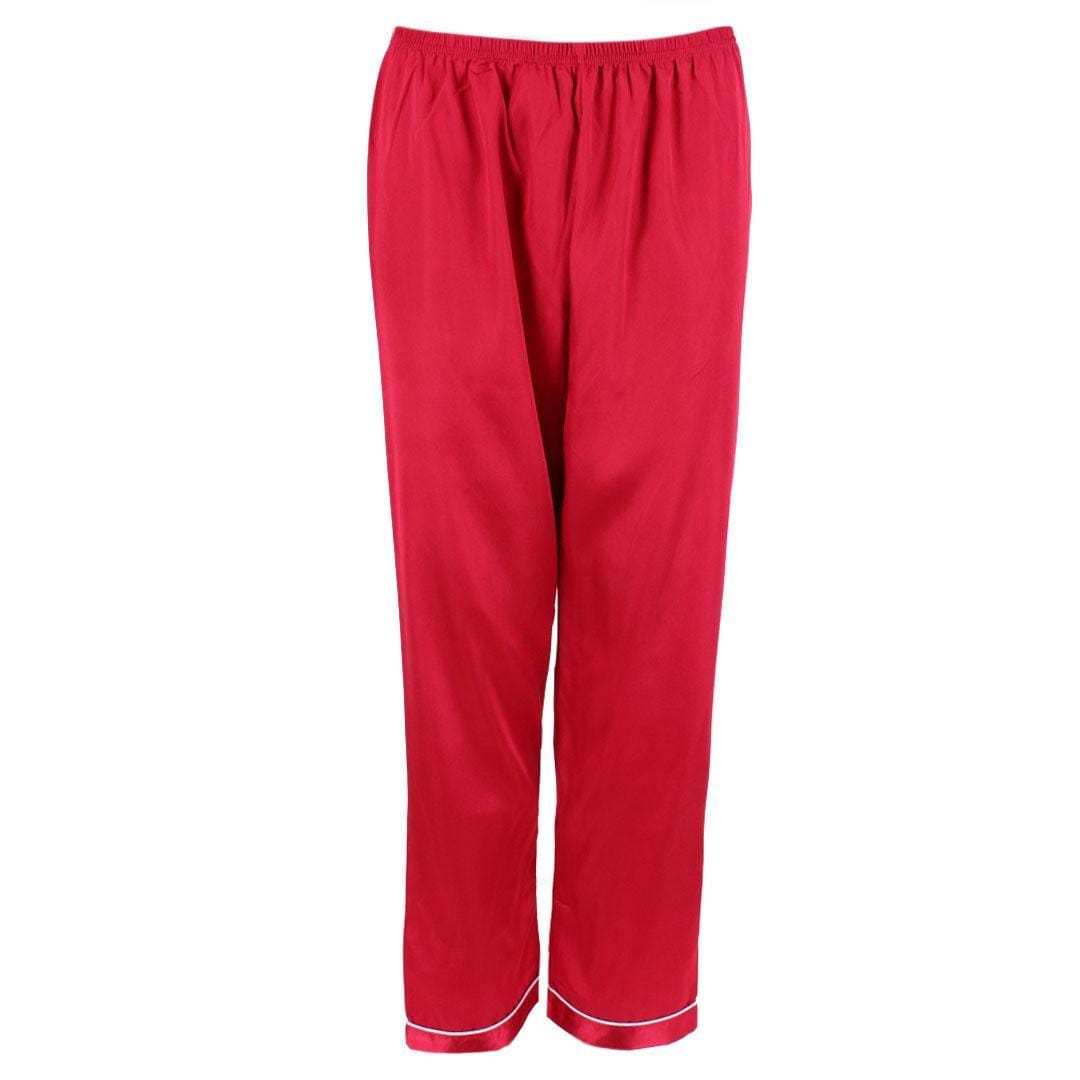 CTM® Women's Satin Long Sleeve Pajama Lounge Set - Red