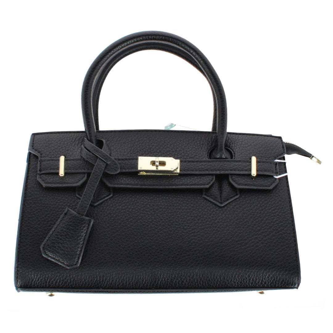 CTM® Women's Pebble Grain Handbag Purse with Removable Crossbody Strap - Black