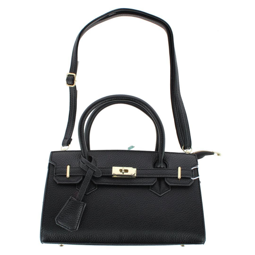 CTM® Women's Pebble Grain Handbag Purse with Removable Crossbody Strap - Black