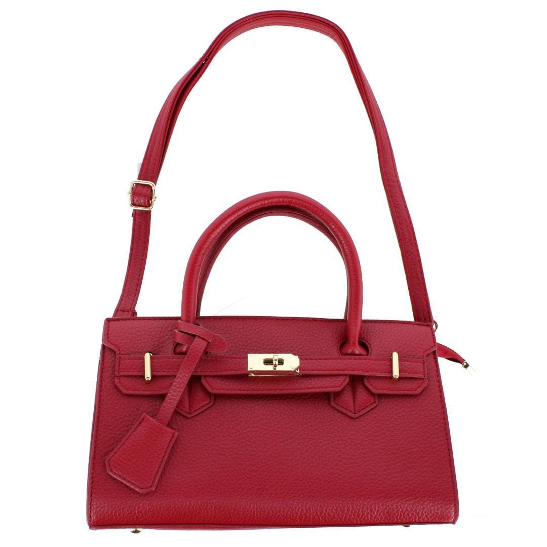 CTM® Women's Pebble Grain Handbag Purse with Removable Crossbody Strap - Red
