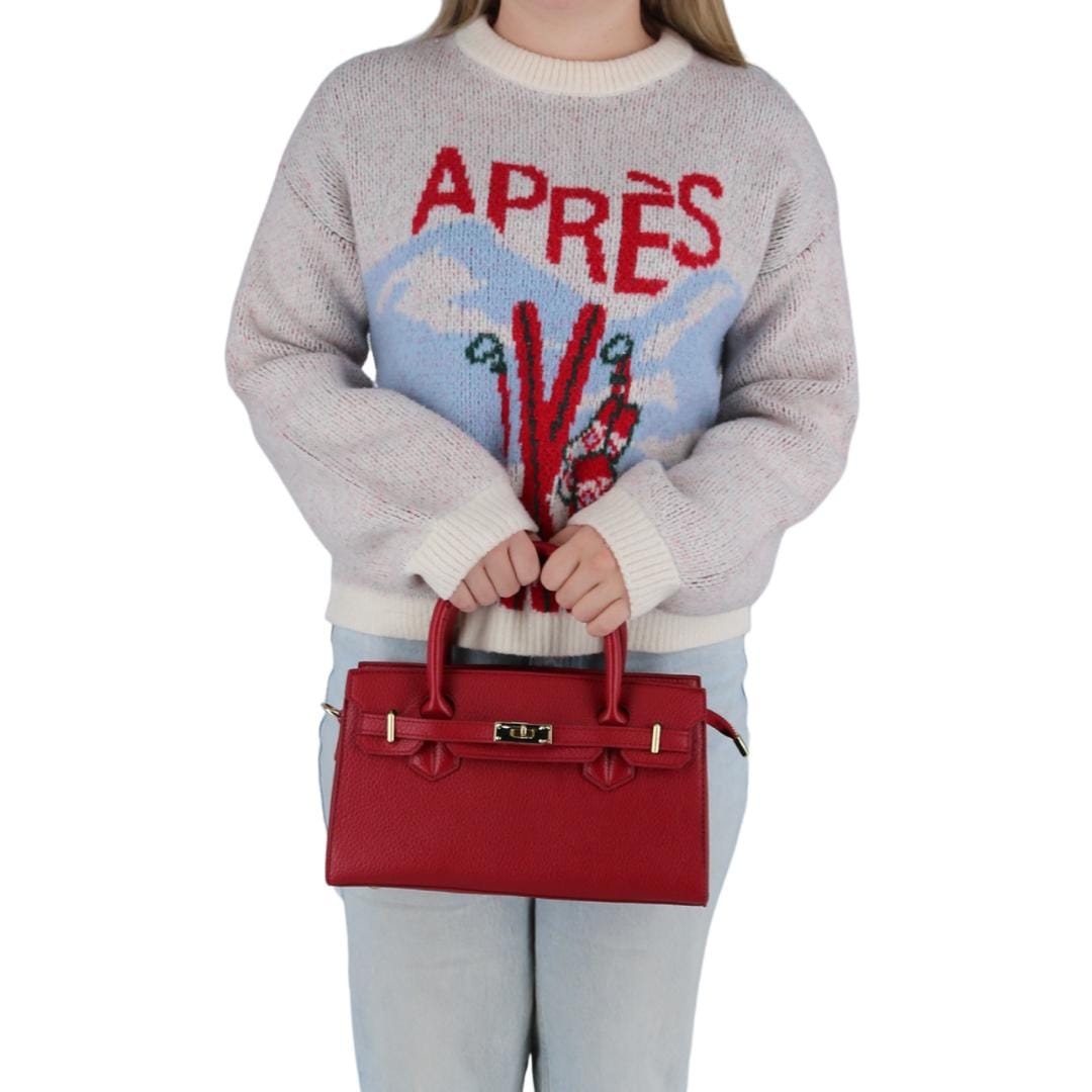 CTM® Women's Pebble Grain Handbag Purse with Removable Crossbody Strap - Red