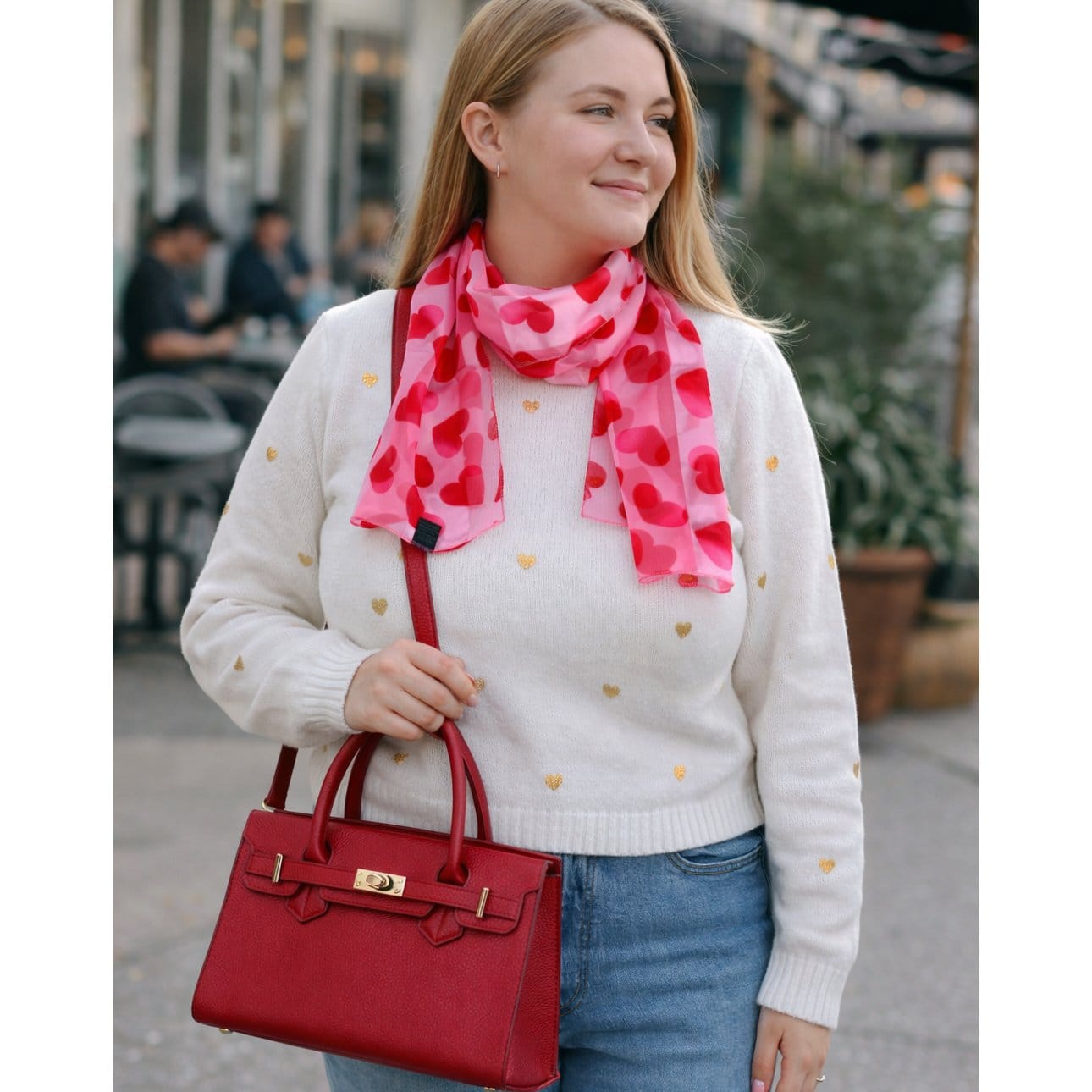 CTM® Women's Pebble Grain Handbag Purse with Removable Crossbody Strap - Red