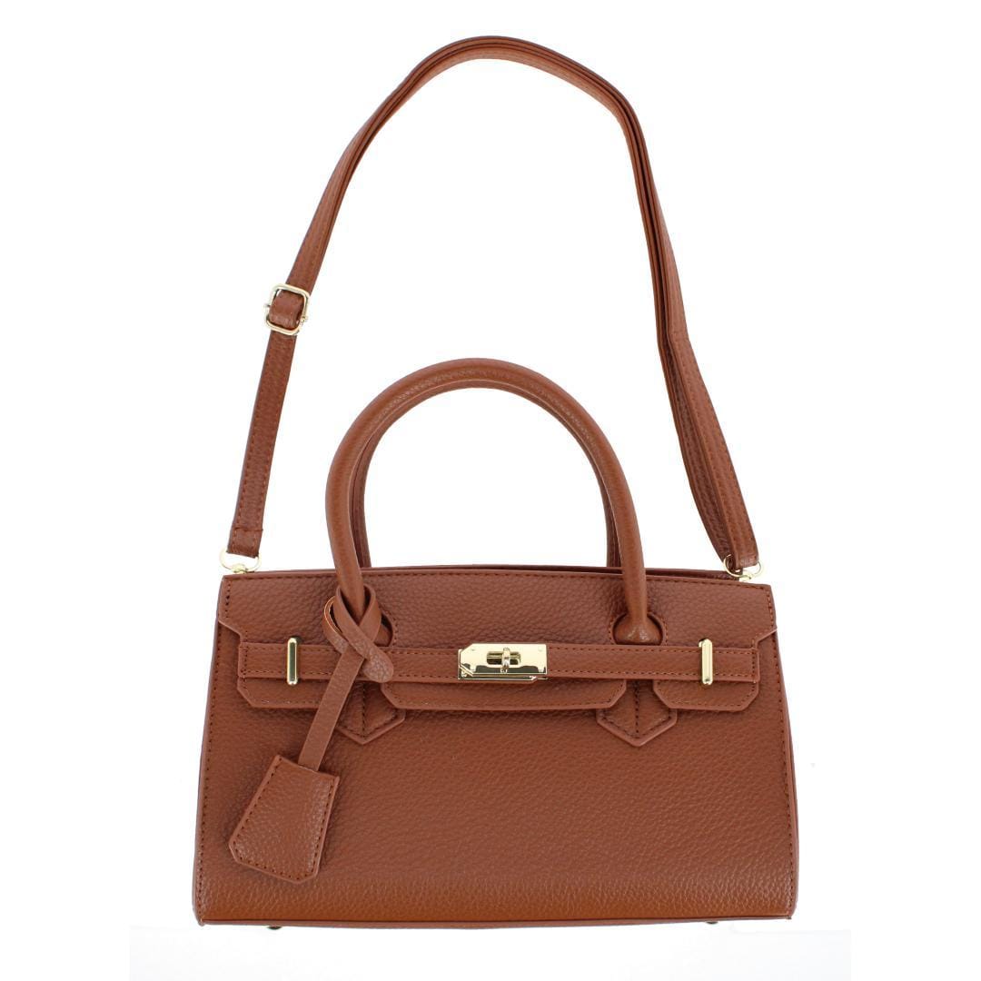 CTM® Women's Pebble Grain Handbag Purse with Removable Crossbody Strap - Camel