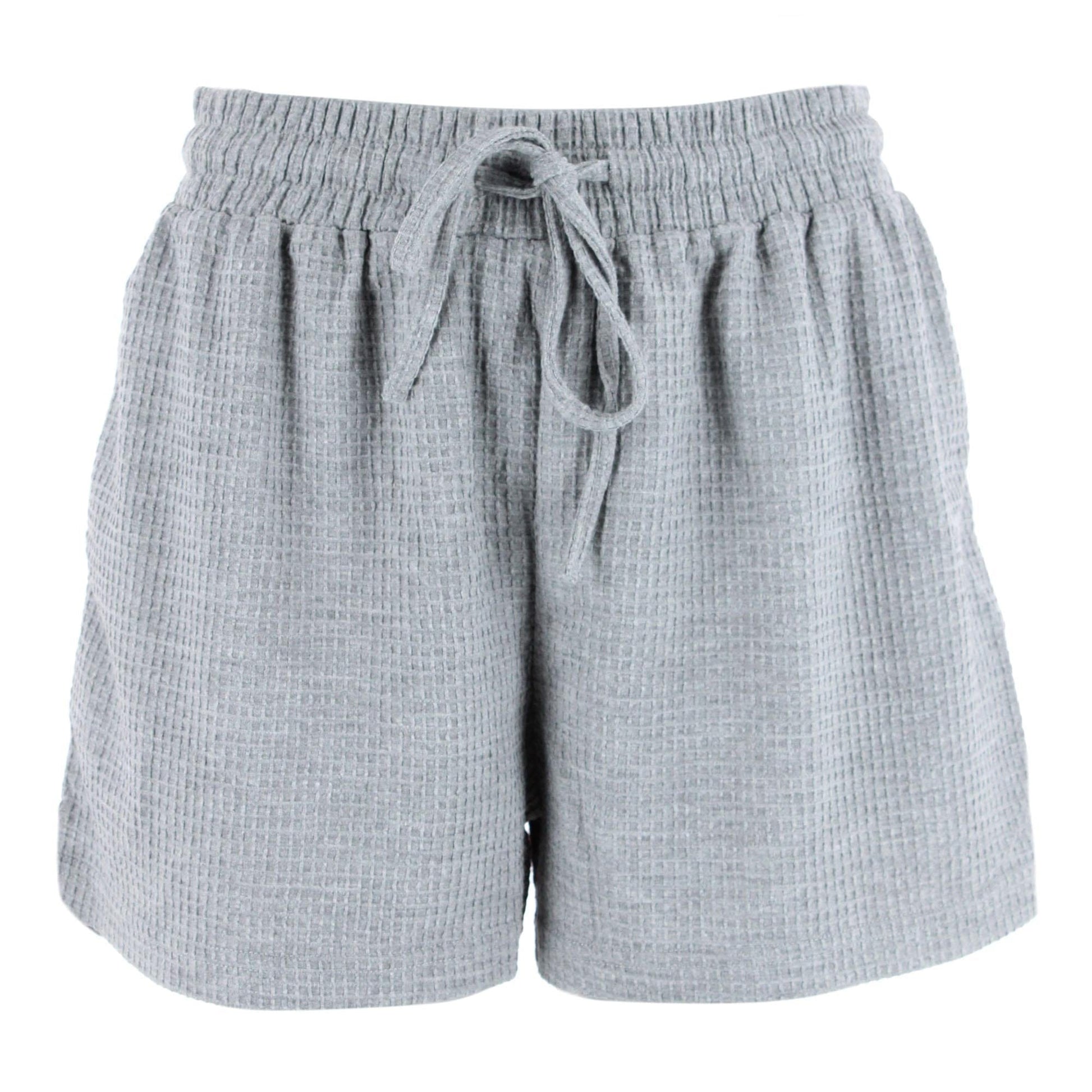 CTM® Women's Waffle Knit V Neck Pajama Set - Gray