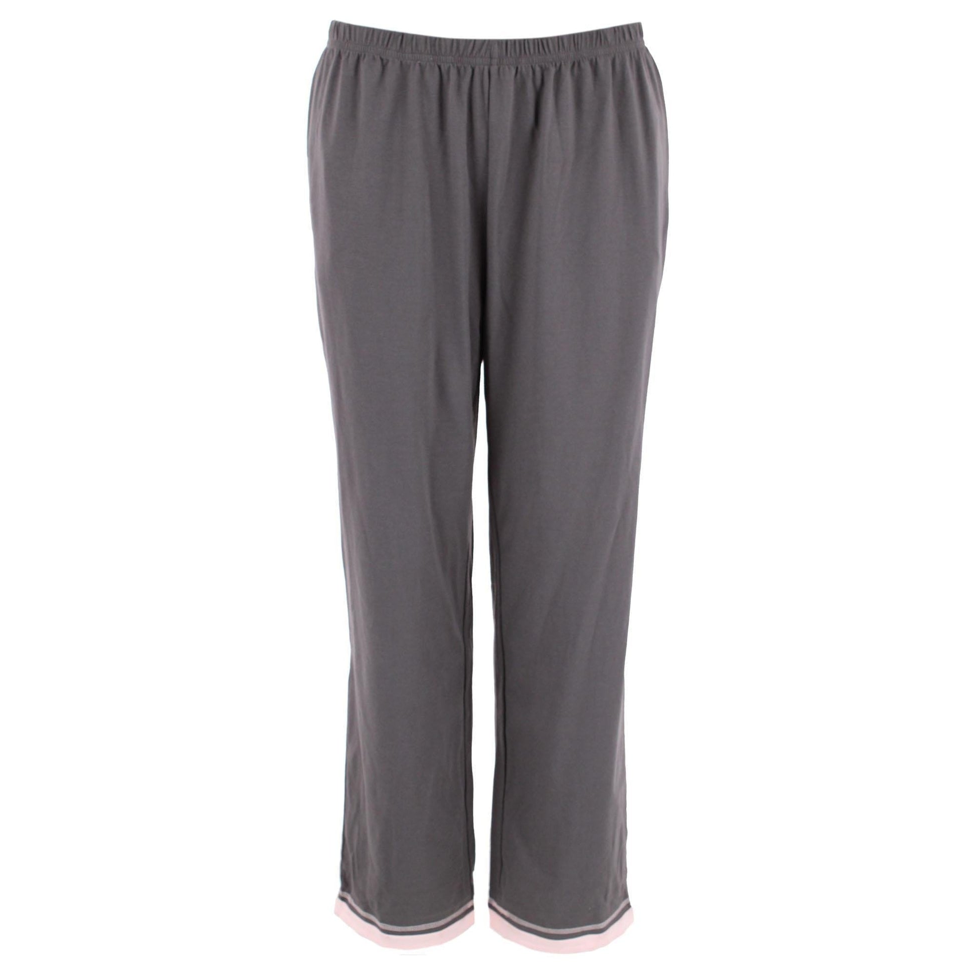 CTM® Women's Cotton Blend Long Sleeve V-Neck Pajama Set - Gray