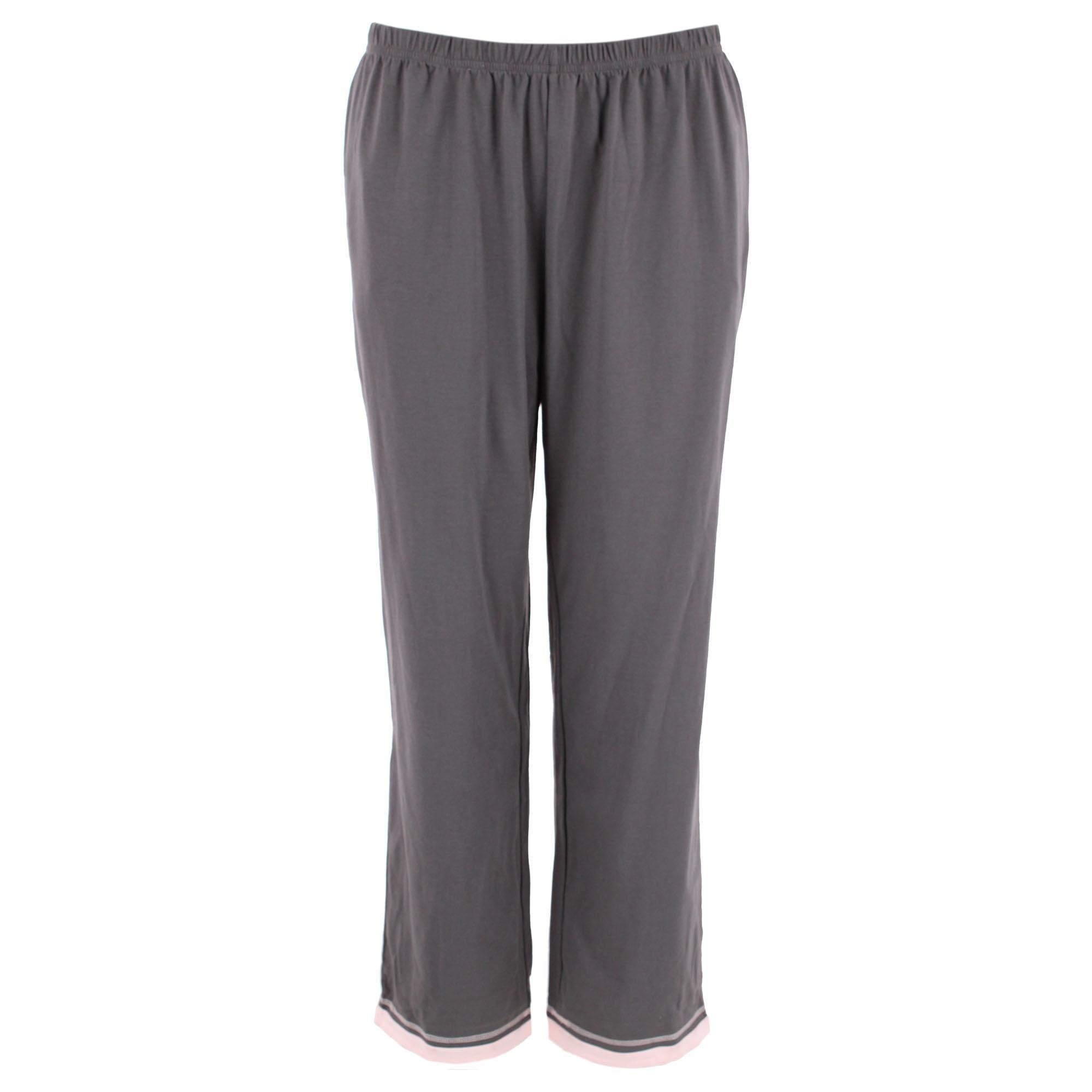 CTM® Women's Cotton Blend Long Sleeve V-Neck Pajama Set - Gray