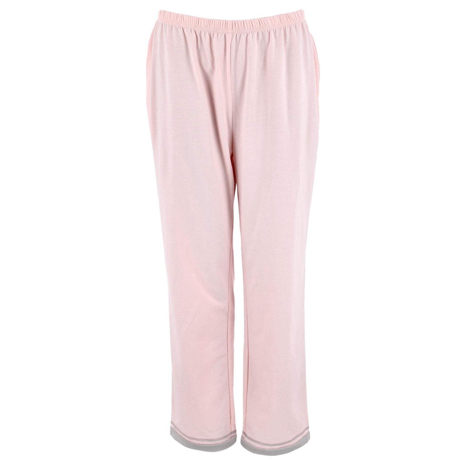 CTM® Women's Cotton Blend Long Sleeve V-Neck Pajama Set - Pink