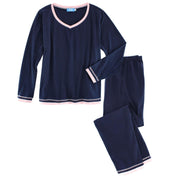 Women's Cotton Blend Long Sleeve V-Neck Pajama Set