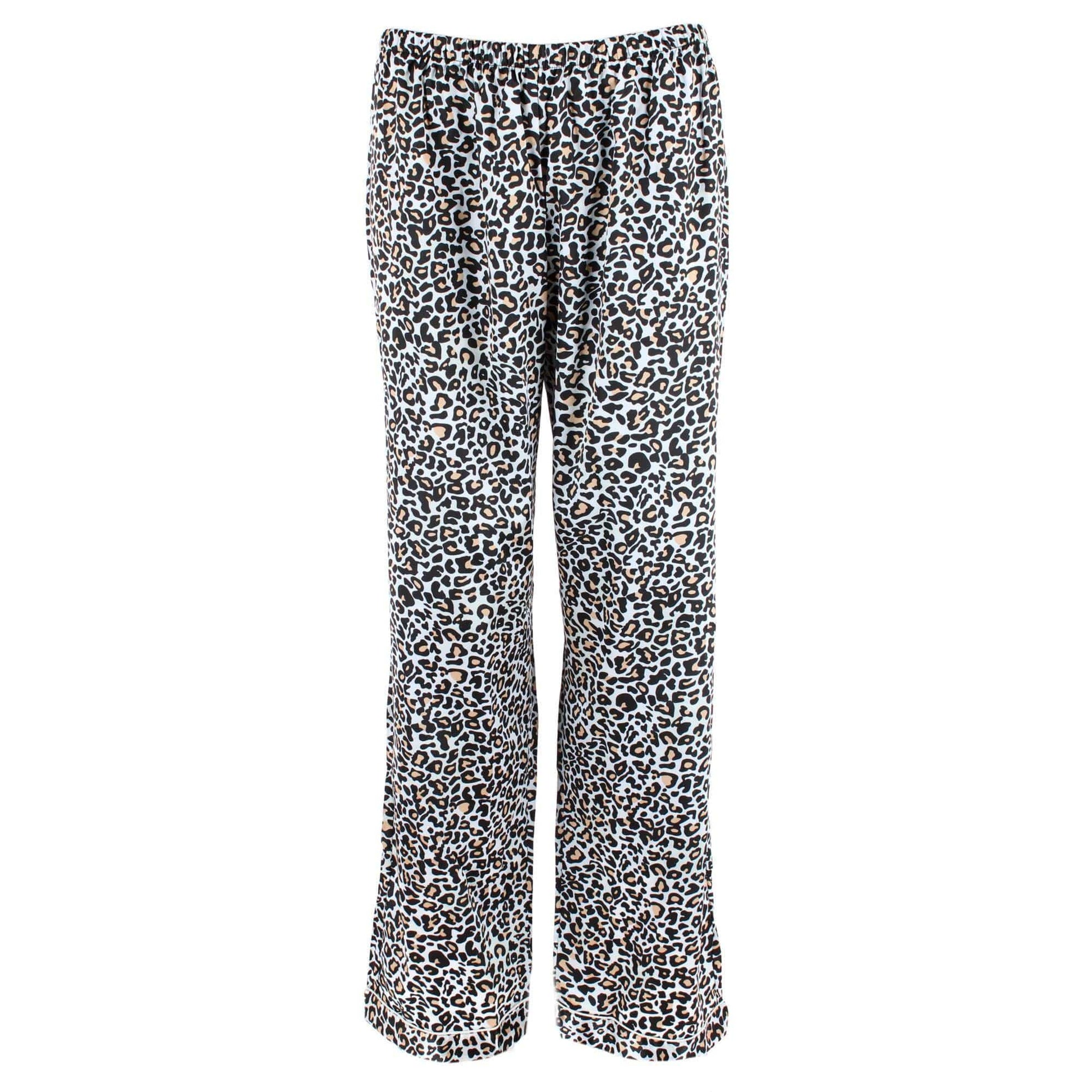 CTM® Women's Plus Size Satin Leopard Print Pajama Set - Beige