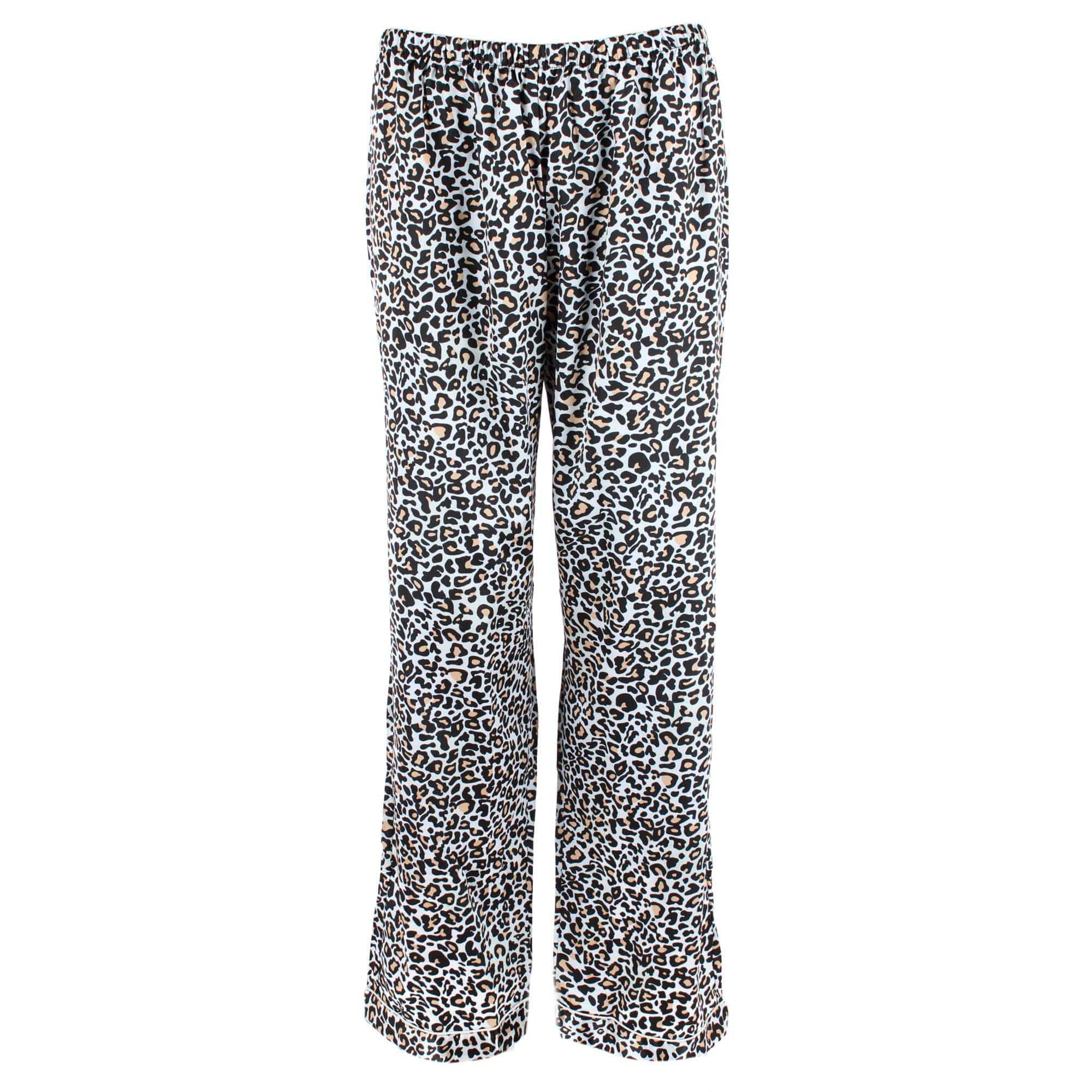 CTM® Women's Plus Size Satin Leopard Print Pajama Set - Beige