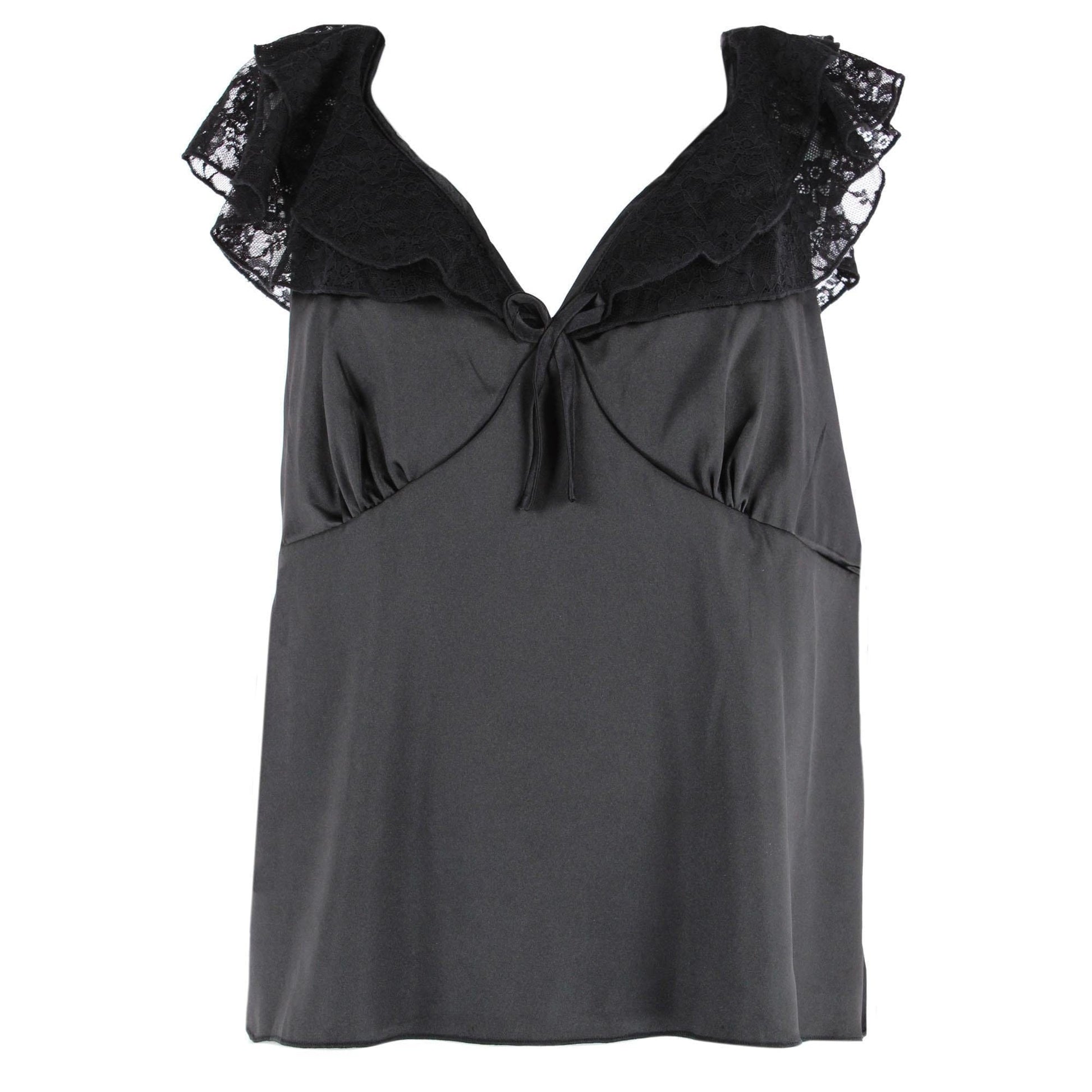 CTM® Women's Plus Size Sleek Satin Pajama Set - Black