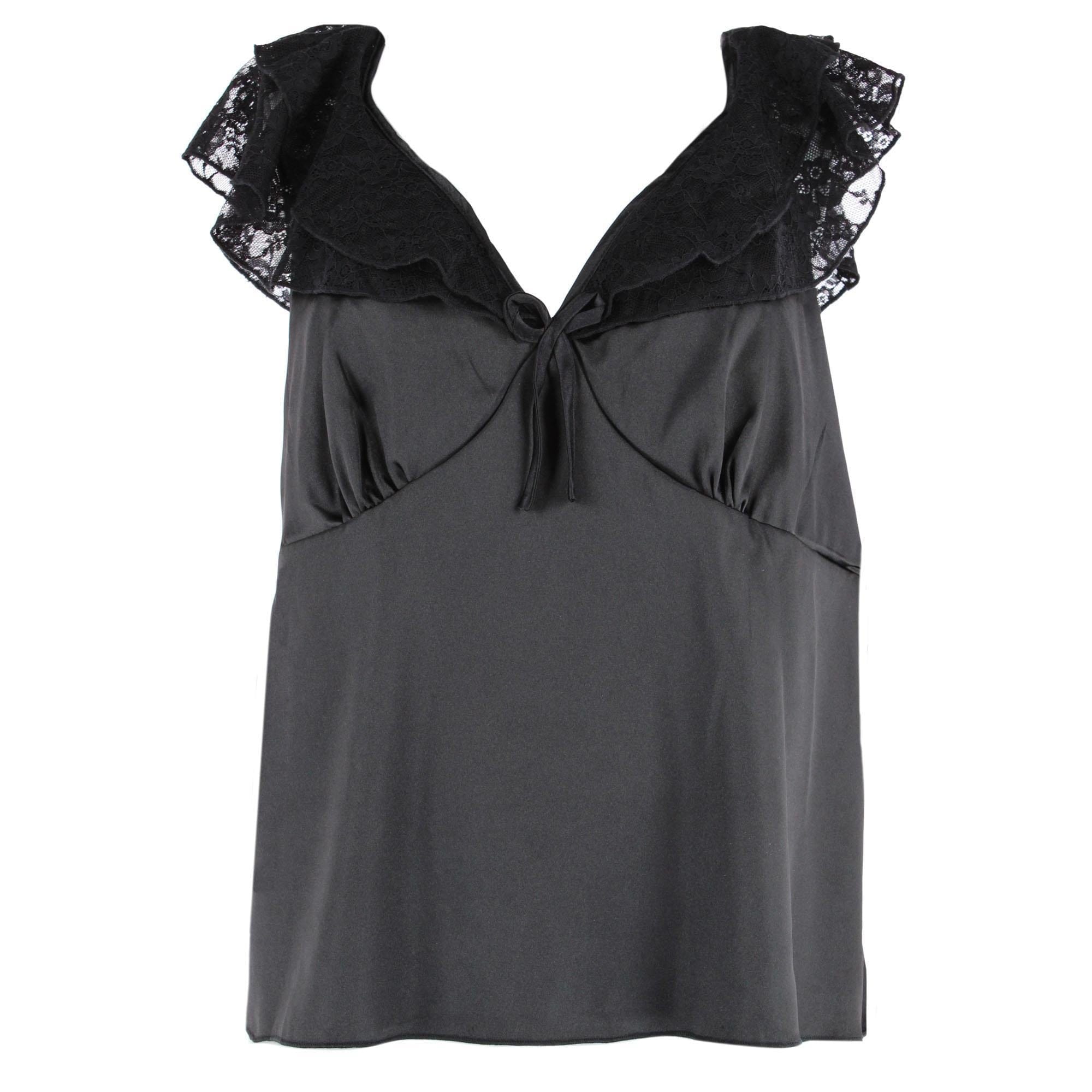 CTM® Women's Plus Size Sleek Satin Pajama Set - Black