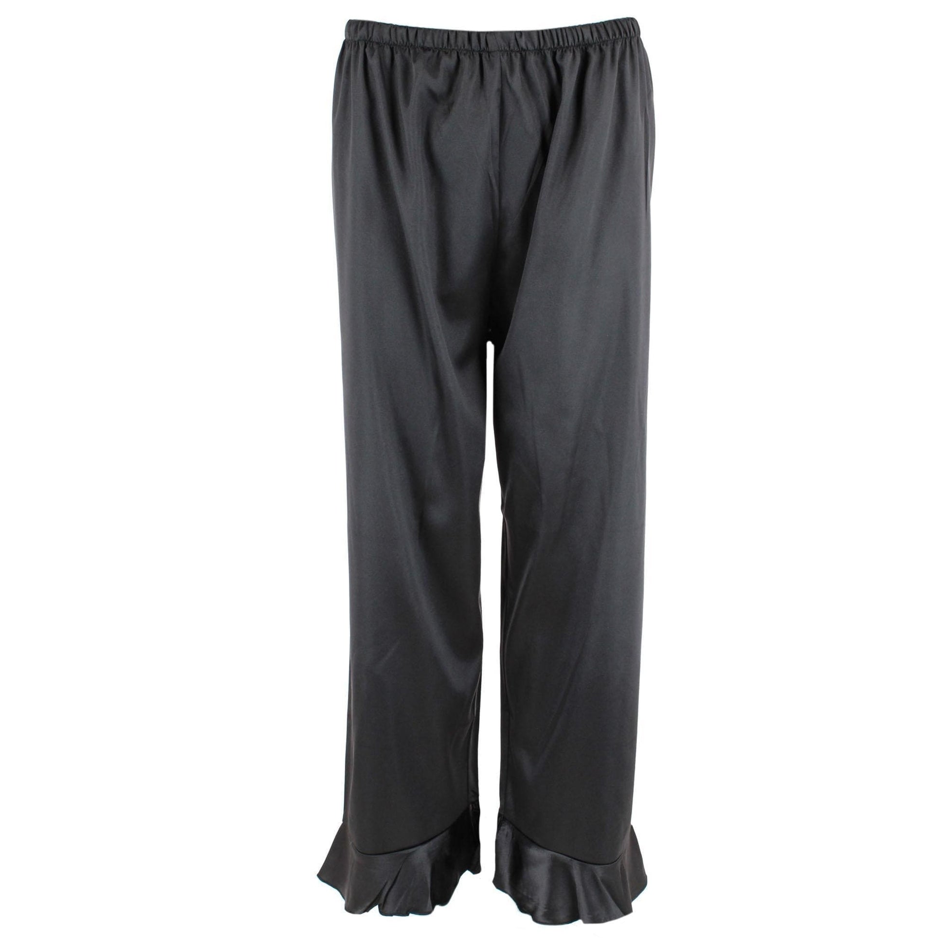 CTM® Women's Plus Size Sleek Satin Pajama Set - Black