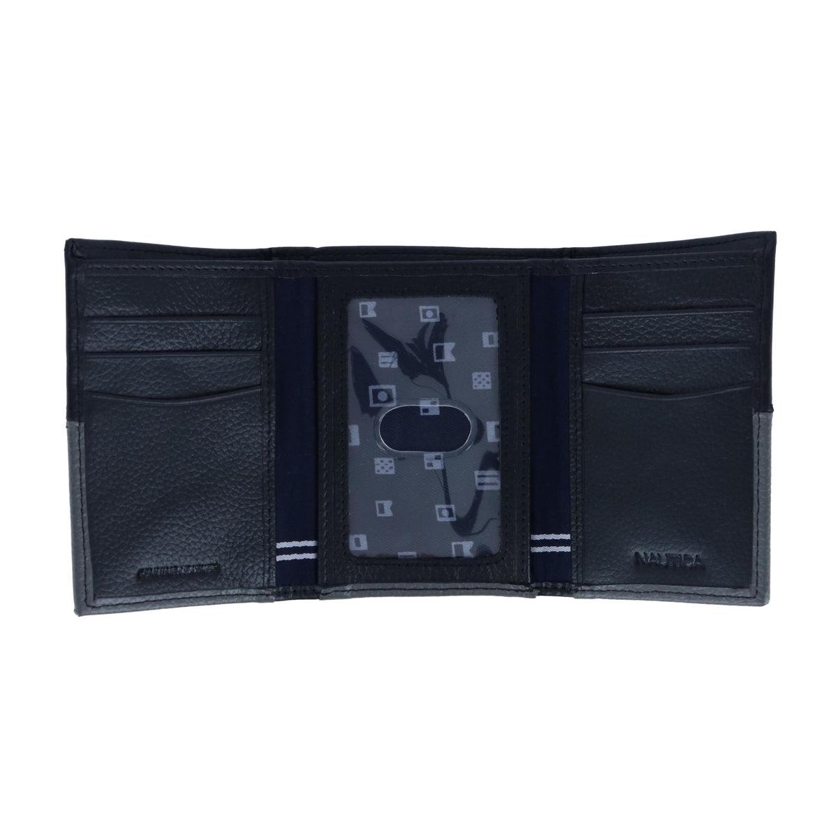 Nautica Men's Two Tone Trifold Wallet - Black and Grey