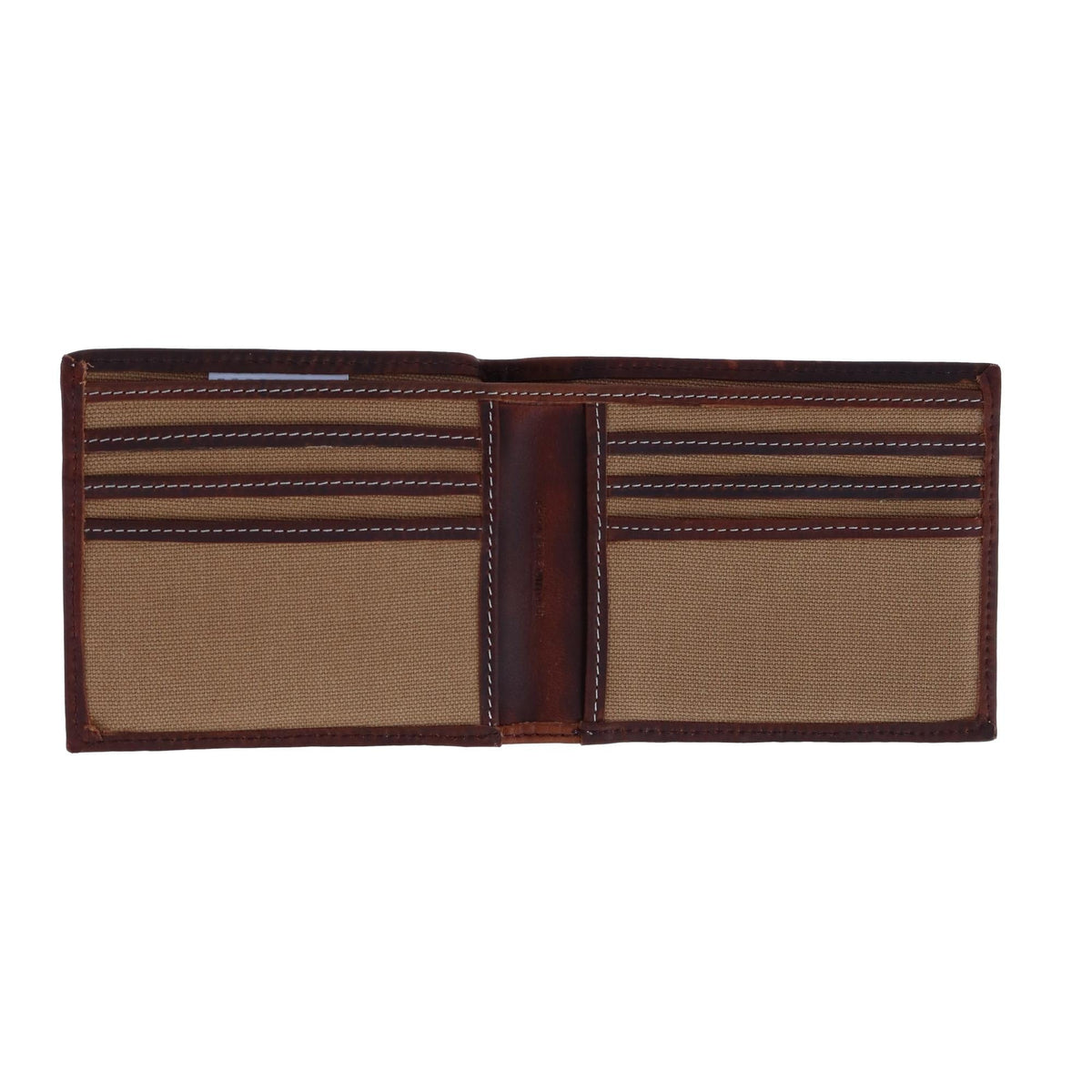 Lucky Brand Men's Leather and Canvas Bifold Wallet - Khaki