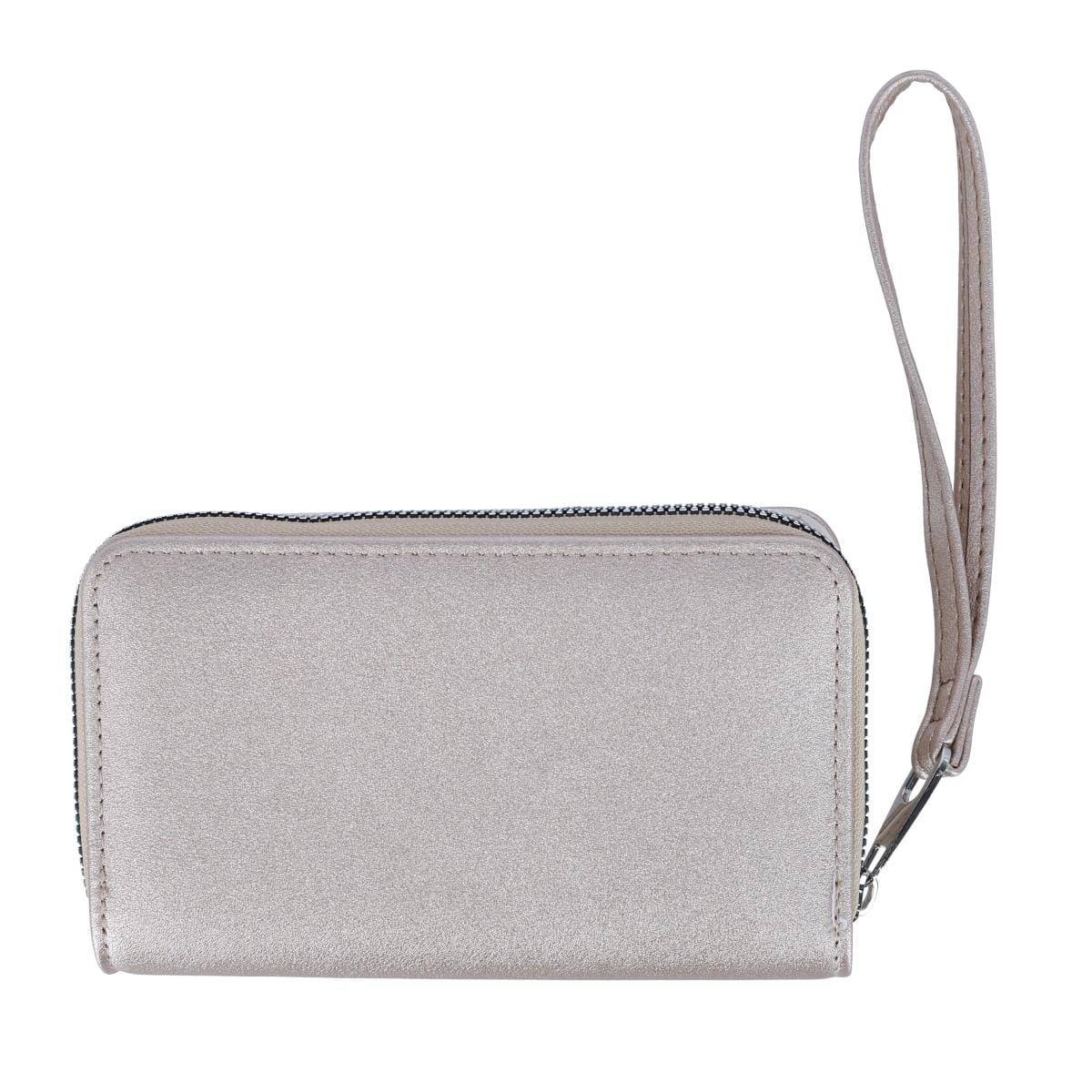 CTM® Women's Vegan Leather Heart Bi-Fold Wristlet Wallet - Light Gold
