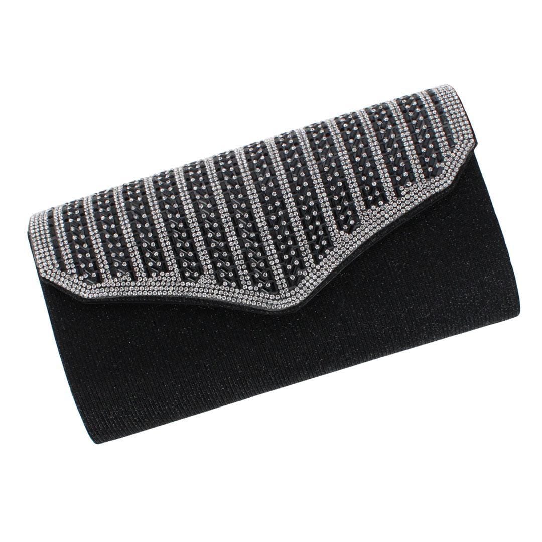 CTM® Women's Rhinestone Envelope Clutch Evening Handbag - Black