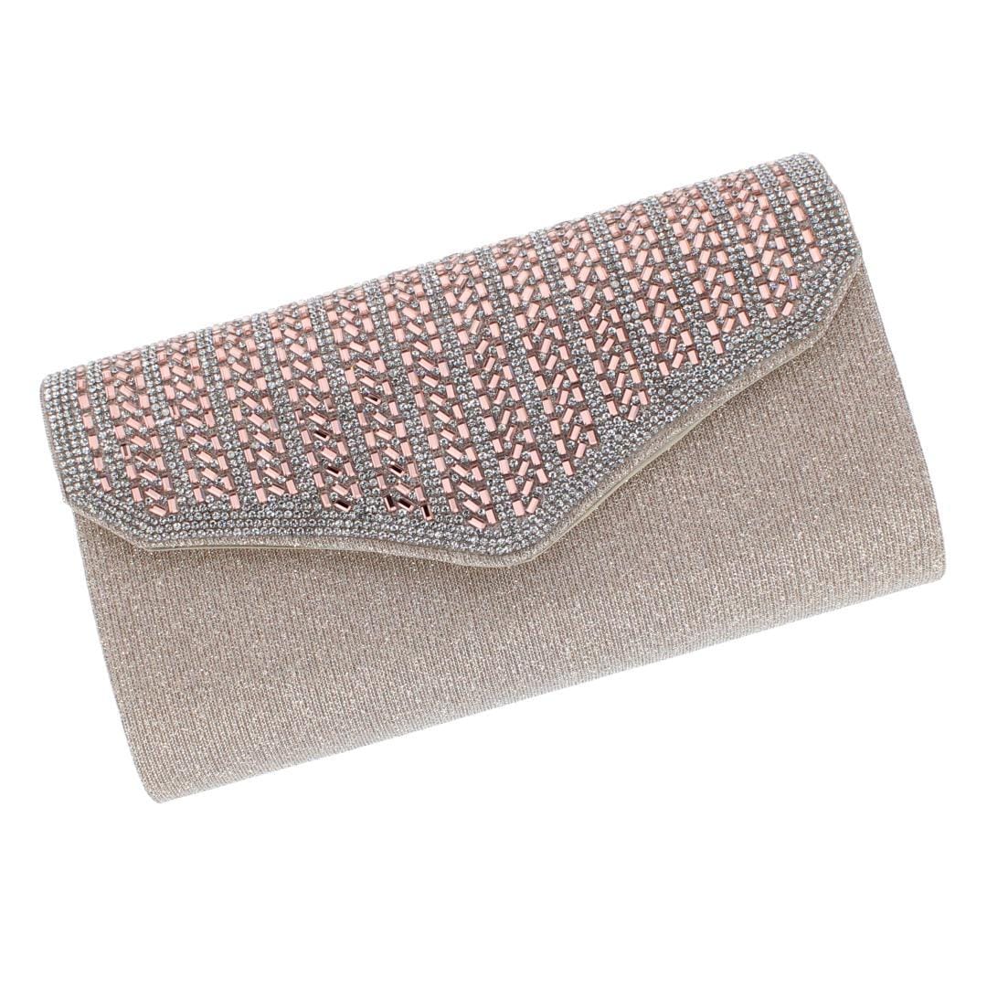 CTM® Women's Rhinestone Envelope Clutch Evening Handbag - Gold