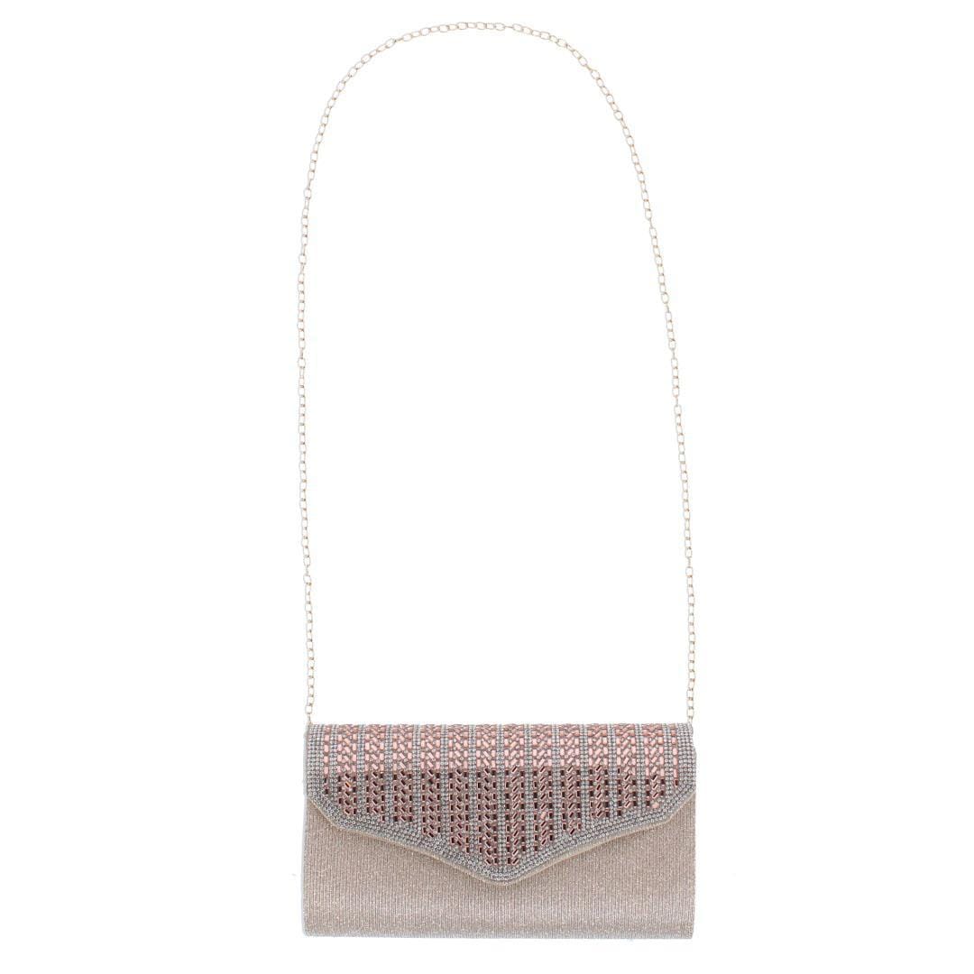CTM® Women's Rhinestone Envelope Clutch Evening Handbag - Gold