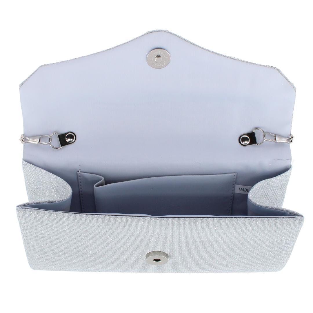 CTM® Women's Rhinestone Envelope Clutch Evening Handbag - Silver