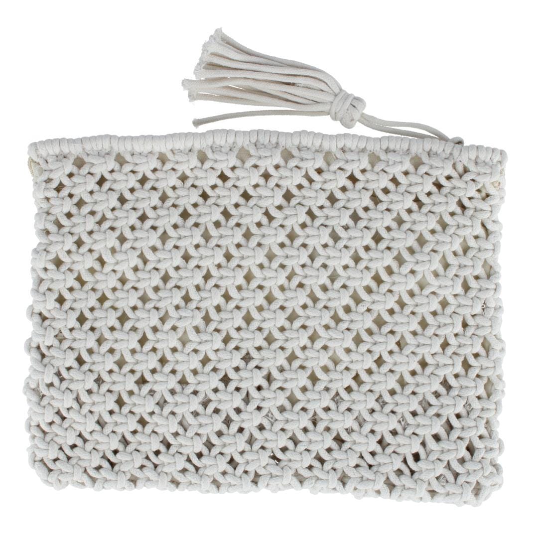 CTM® Women's Crochet Clutch Tassel Handbag - Ivory