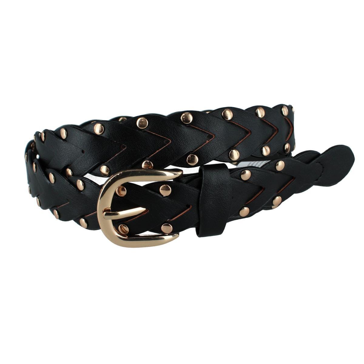 CTM® Women's Braided Studded Dress Belt - Black
