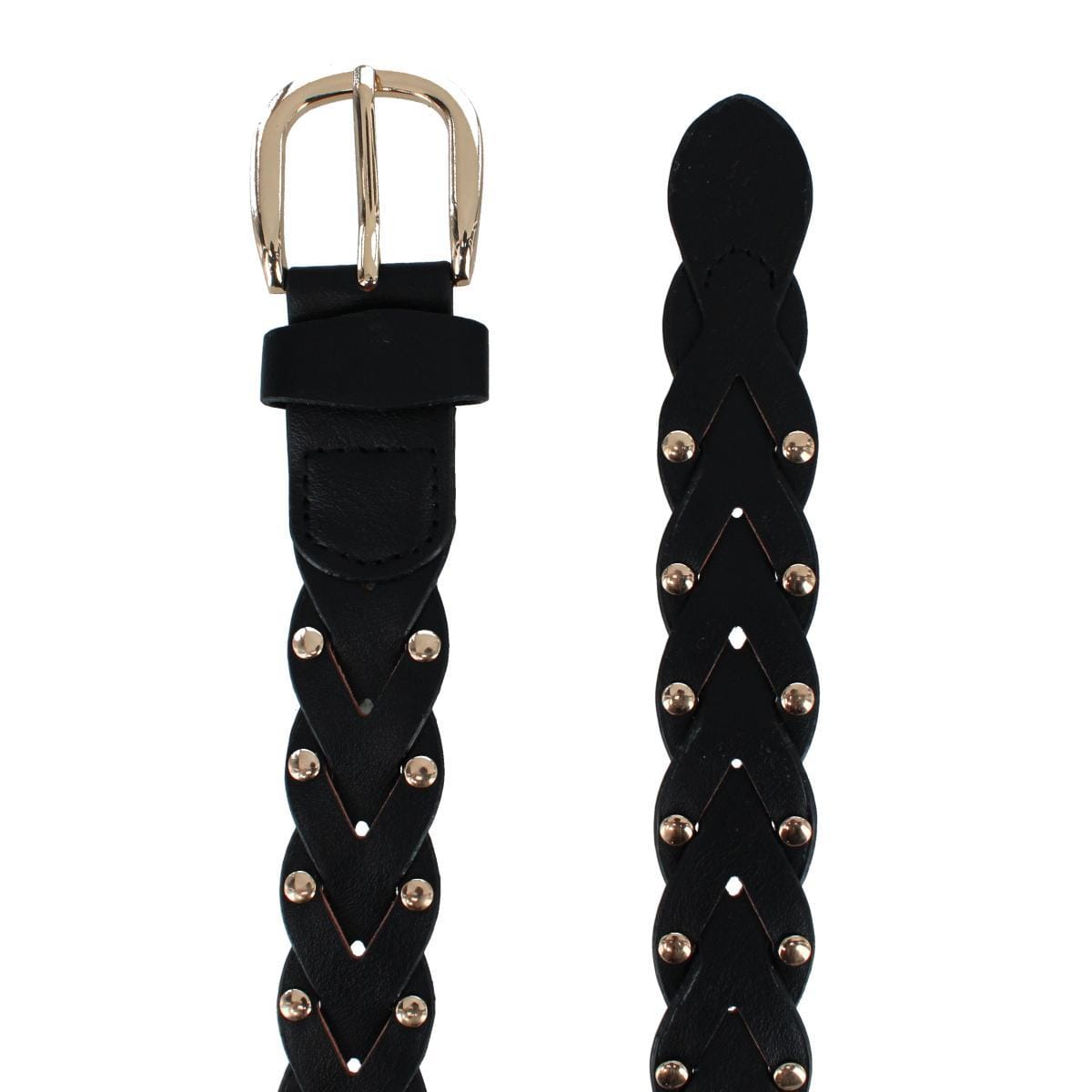 CTM® Women's Braided Studded Dress Belt - Black