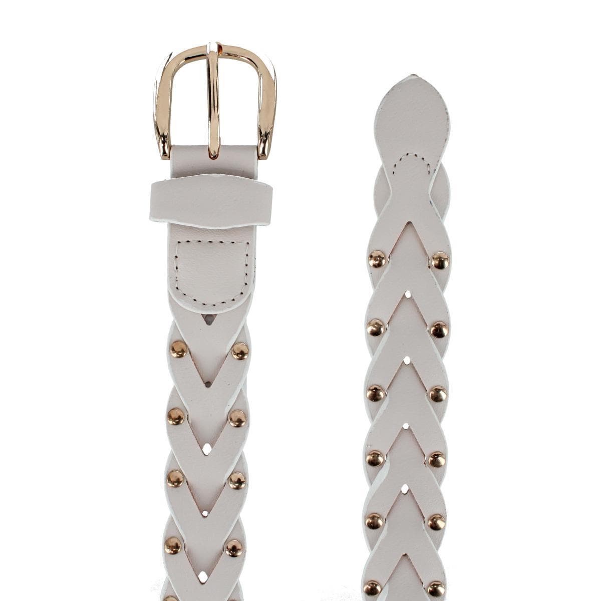 CTM® Women's Braided Studded Dress Belt - Ivory