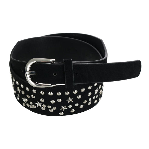 Women's Star Sequin Faux Suede Belt