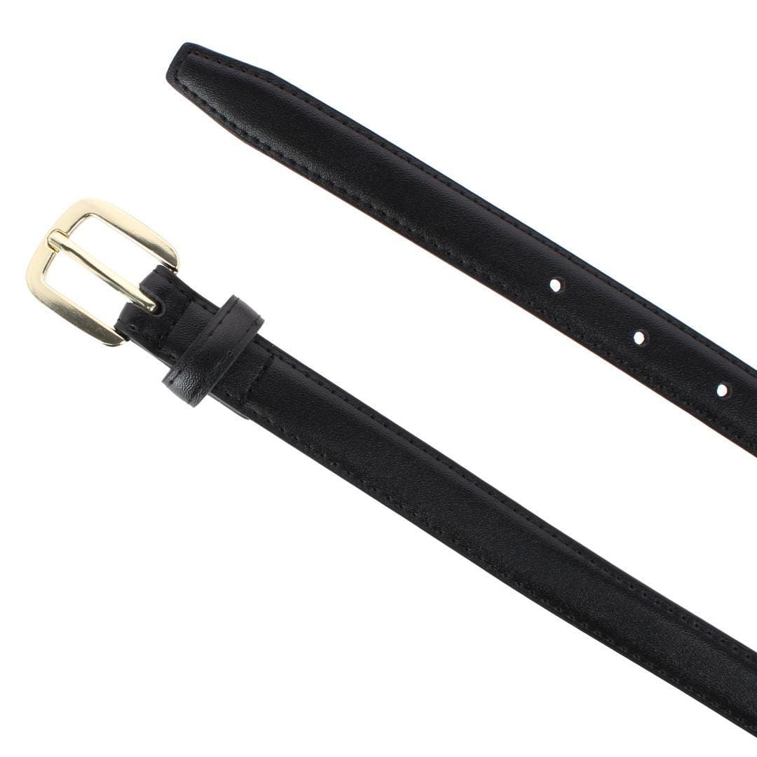 CTM® Women's Basic Skinny Leather Dress Belt - Black