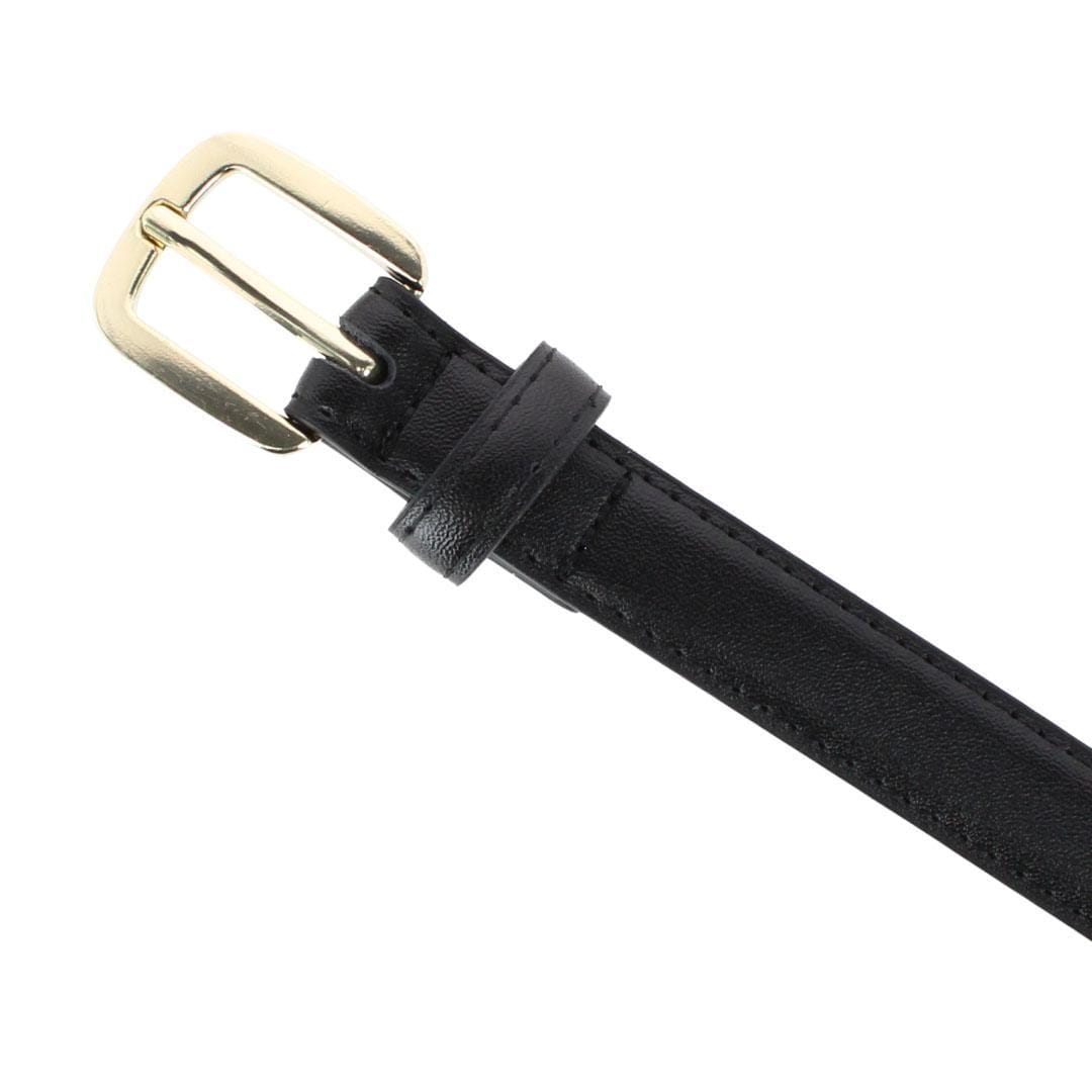 CTM® Women's Basic Skinny Leather Dress Belt - Black