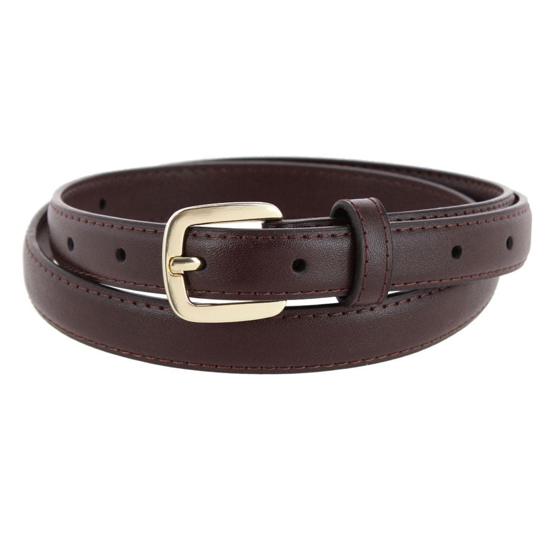CTM® Women's Basic Skinny Leather Dress Belt