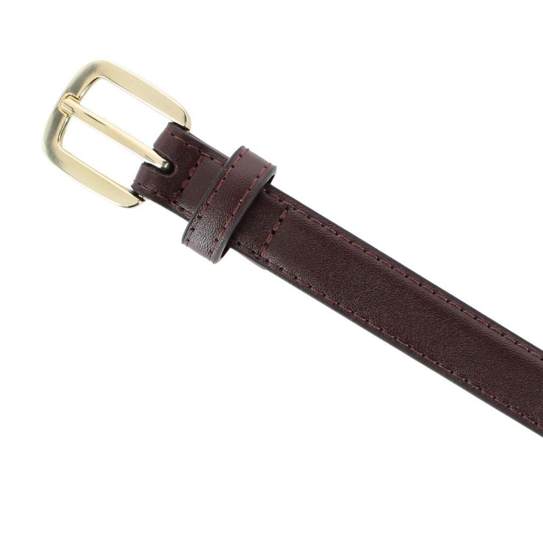 CTM® Women's Basic Skinny Leather Dress Belt - Brown
