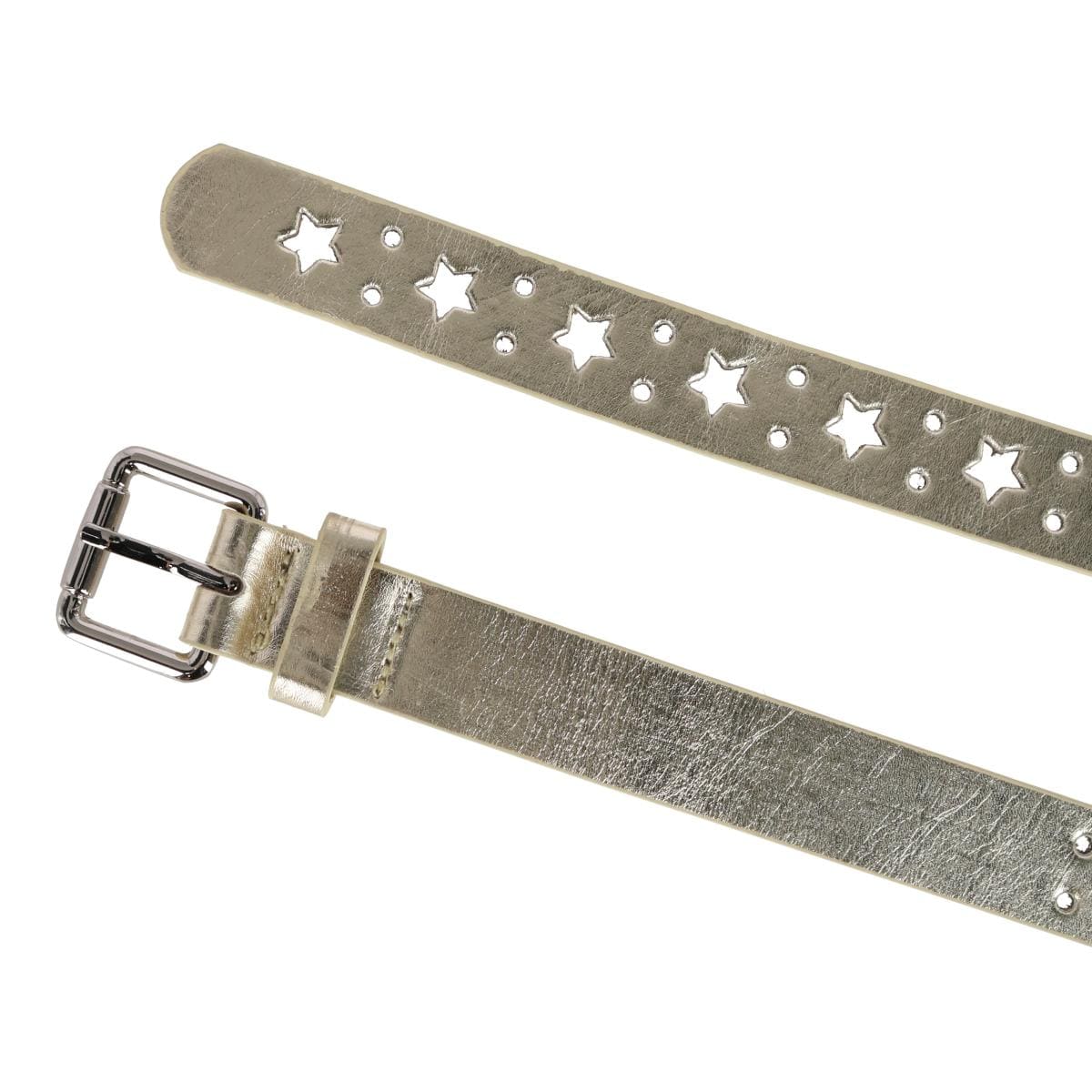 CTM® Women's Metallic Star Notch Belt - Gold