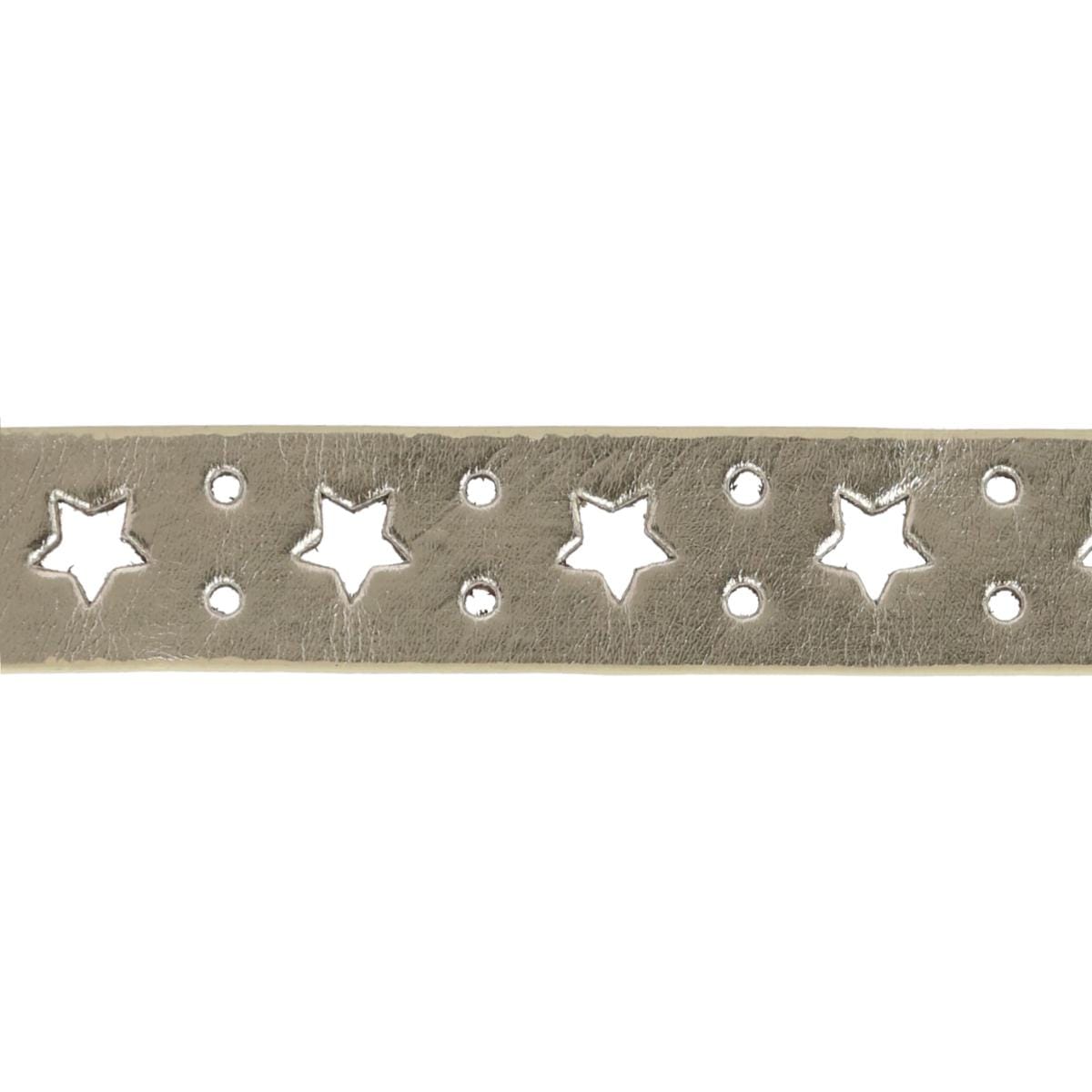 CTM® Women's Metallic Star Notch Belt - Gold